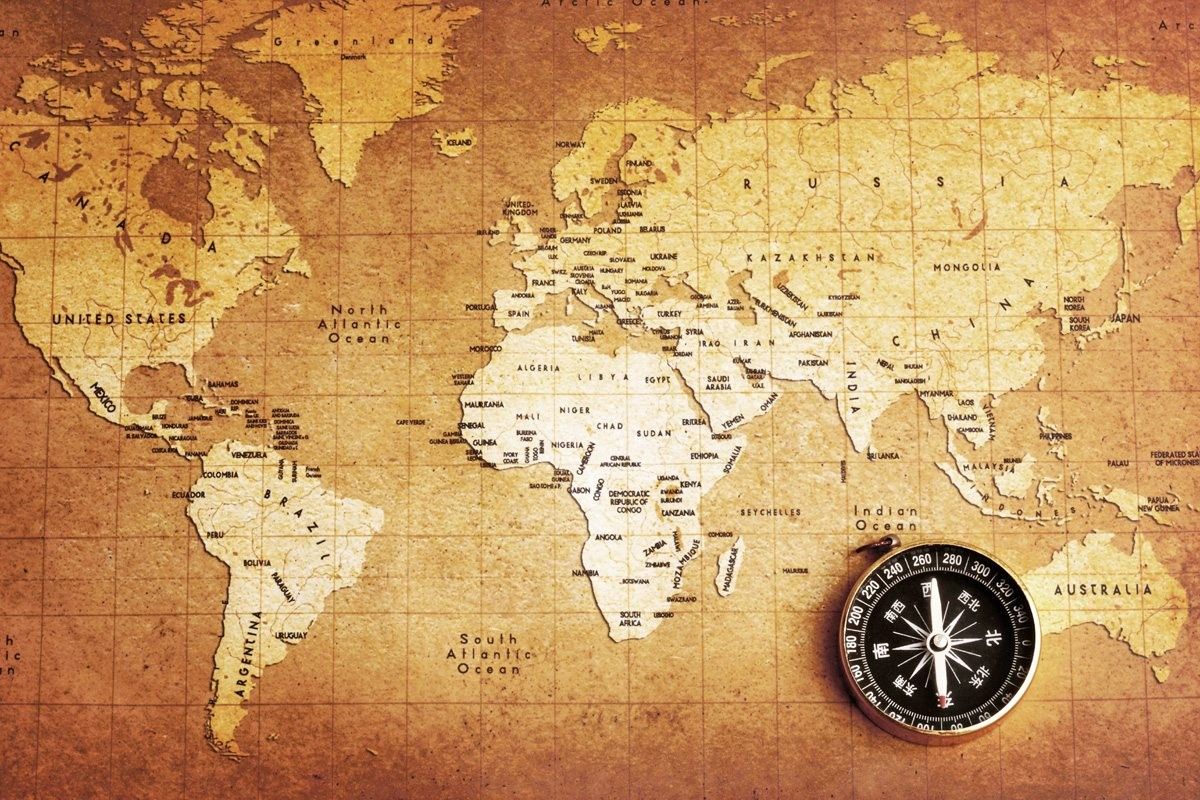 276031 Old Compass World Map   Wall Mural Within Old World Map 