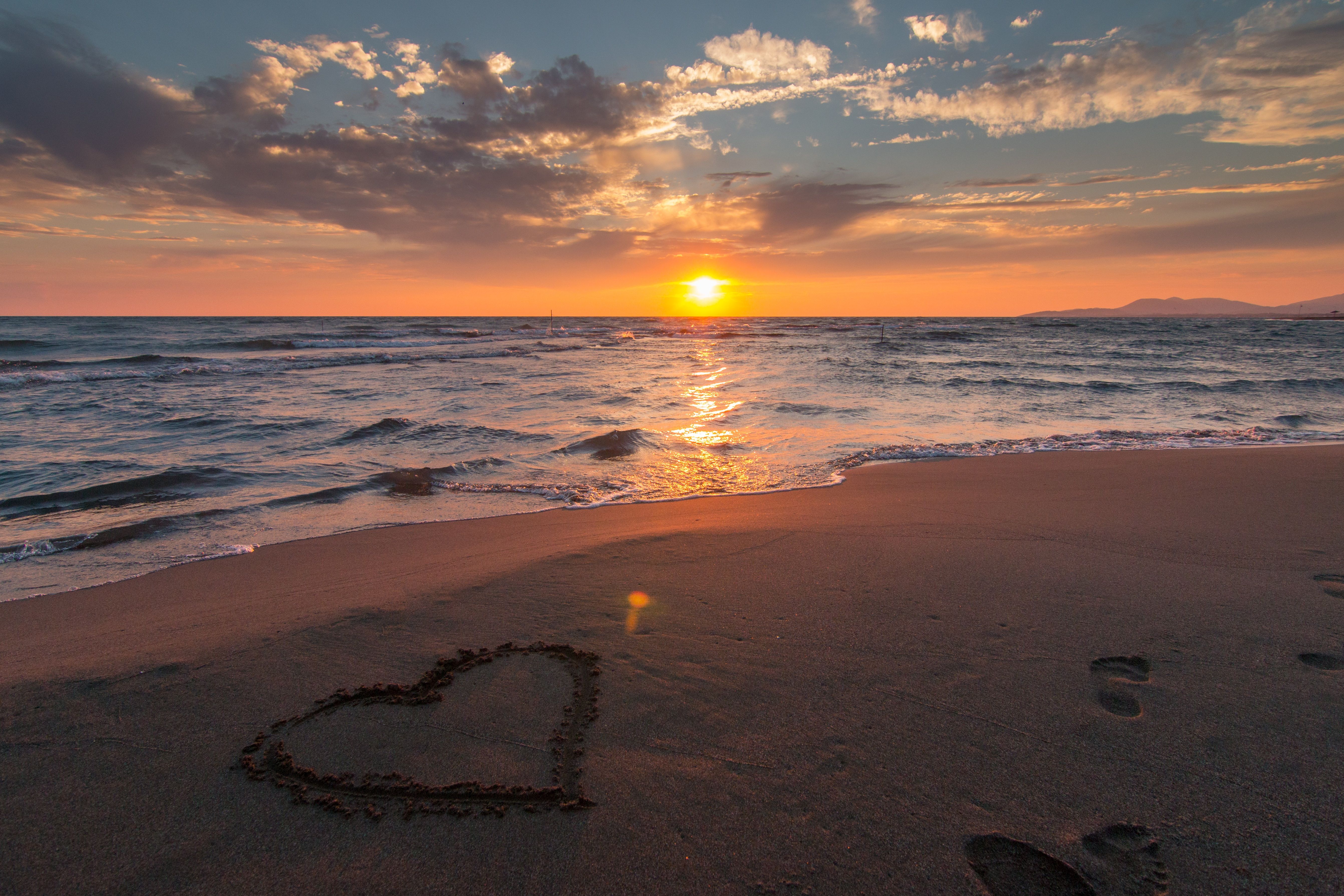 5367x3578 Pixabay - Love Heart Beach Sunset Download Wallpaper on Jakpost on WallpaperBat