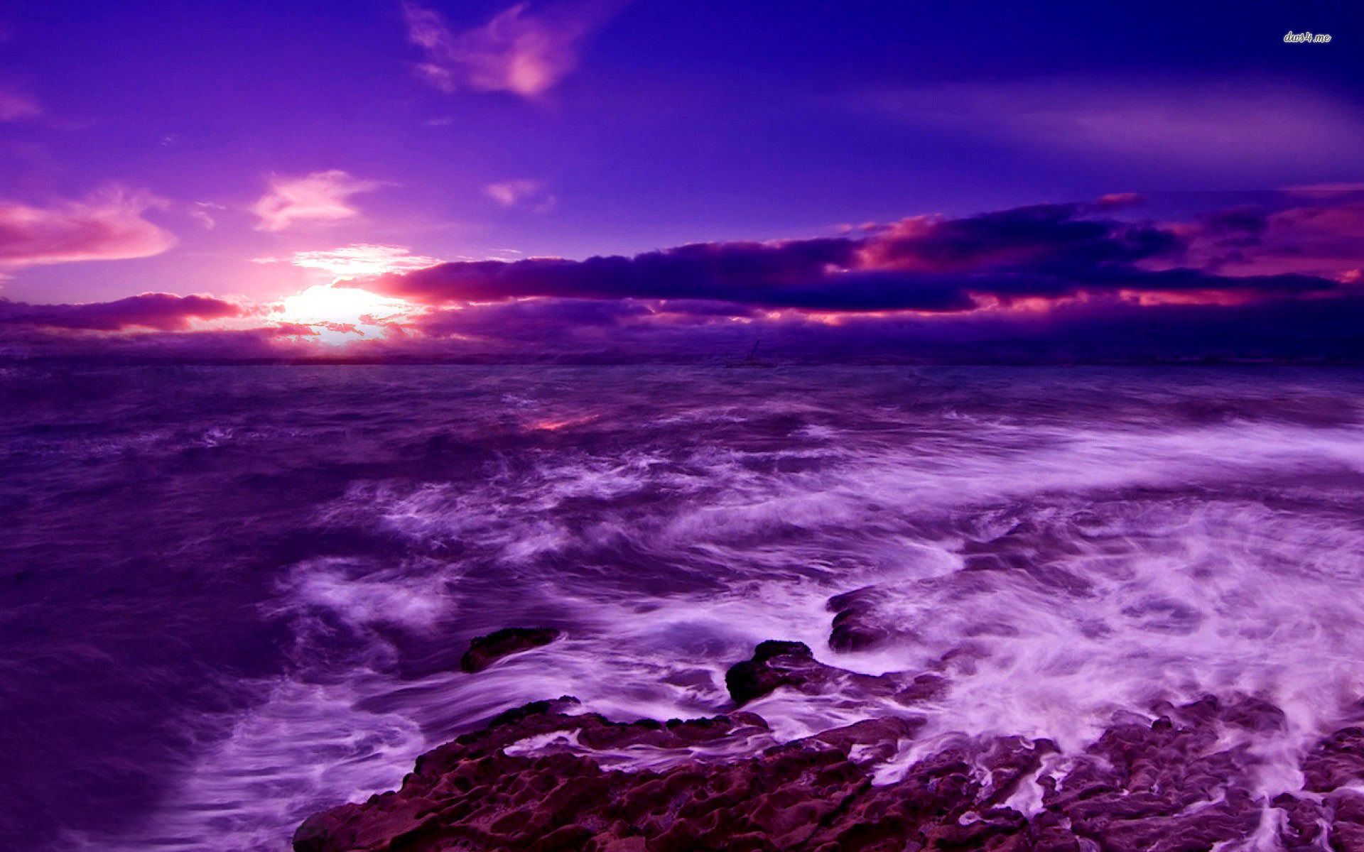 Ocean Purple Sunset Wallpapers.