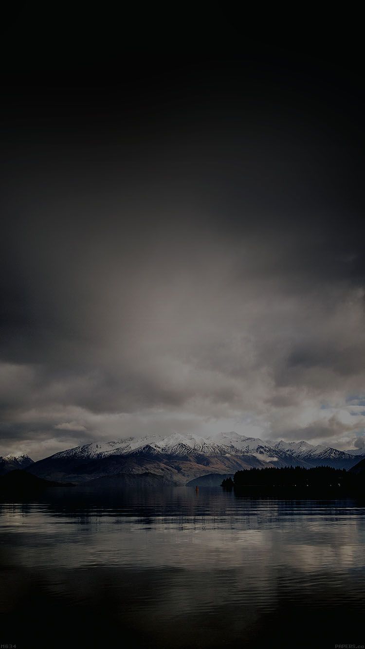 750x1334 mg34-lake-dark-mountain-and-sky-nature in 2020 | Dark mountains ... Wallpaper