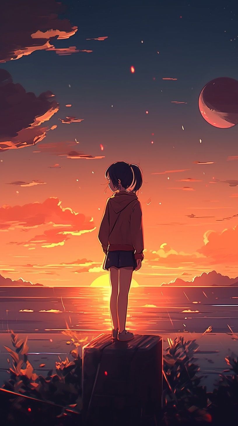 Anime Girl Sunset Wallpapers 4k Hd Anime Girl Sunset Backgrounds On