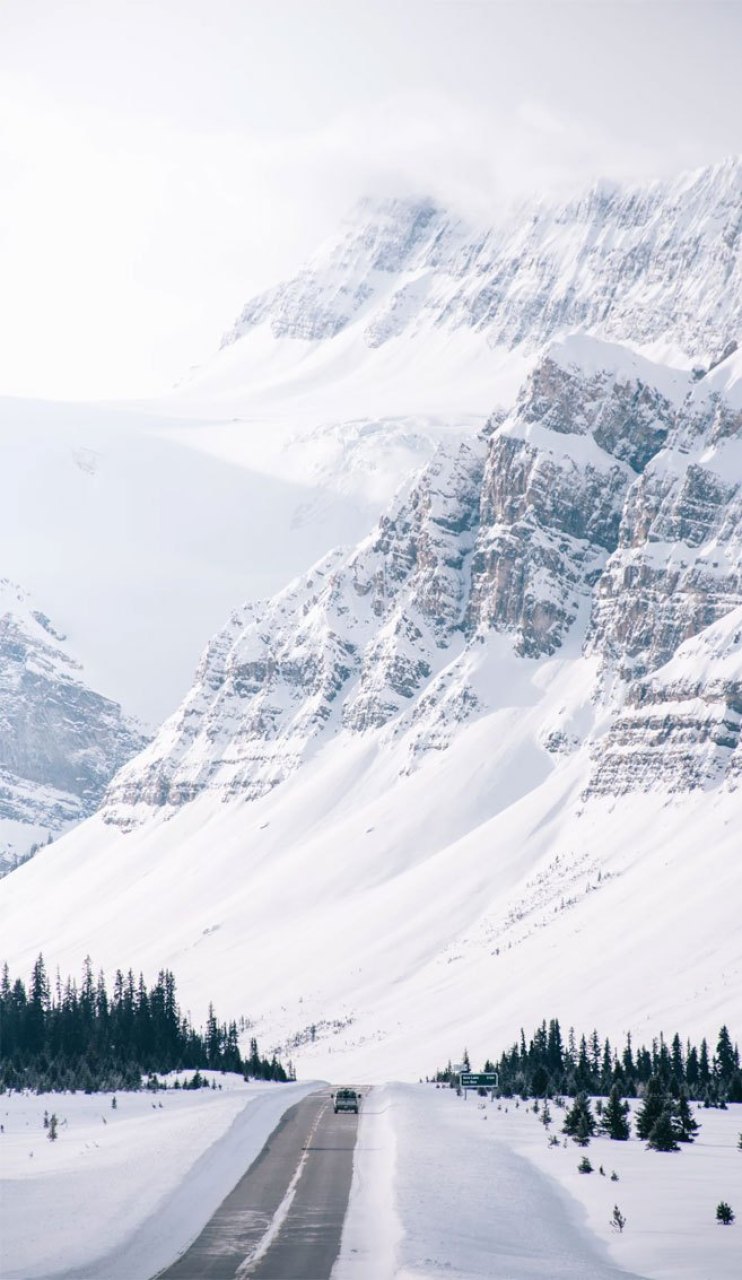 742x1280 White and grey beautiful scenery of snow on mountains - Idea ... Wallpaper