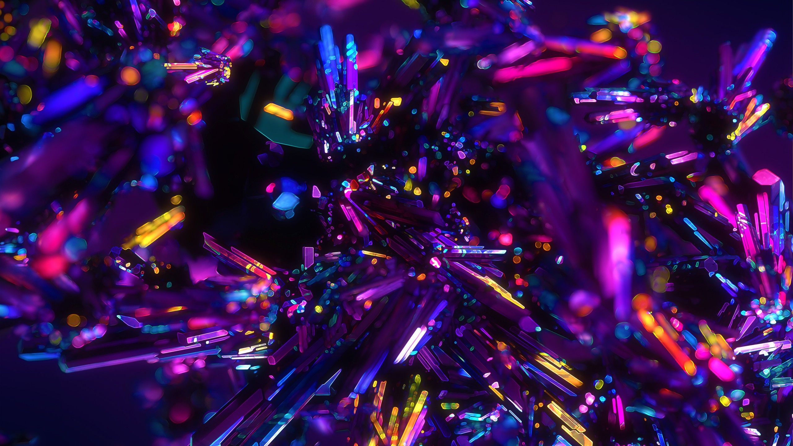 2560x1440 Wallpaper Crystals, Digital art, Purple, Abstract, Colorful, HD ... Wallpaper