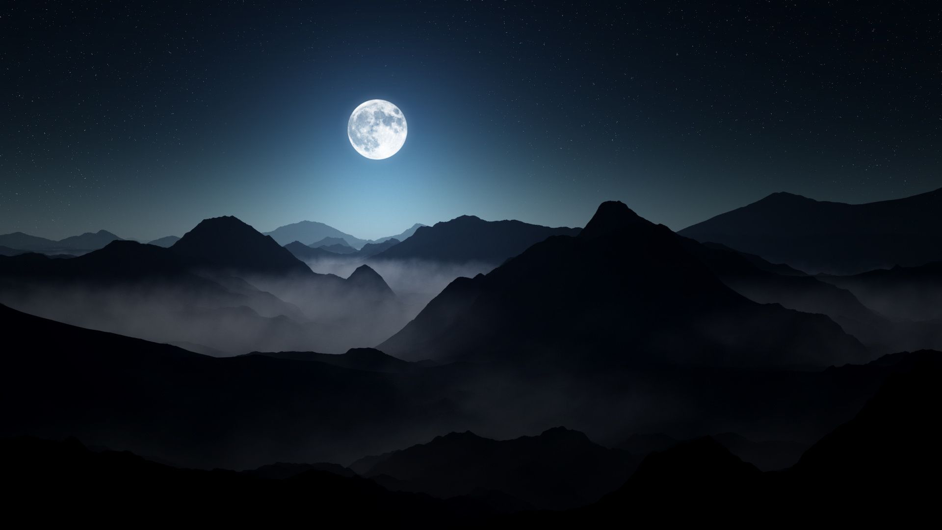 1920x1080 Full Moon Over Dark Mountains Wallpaper 61961 1920x1080px Wallpaper