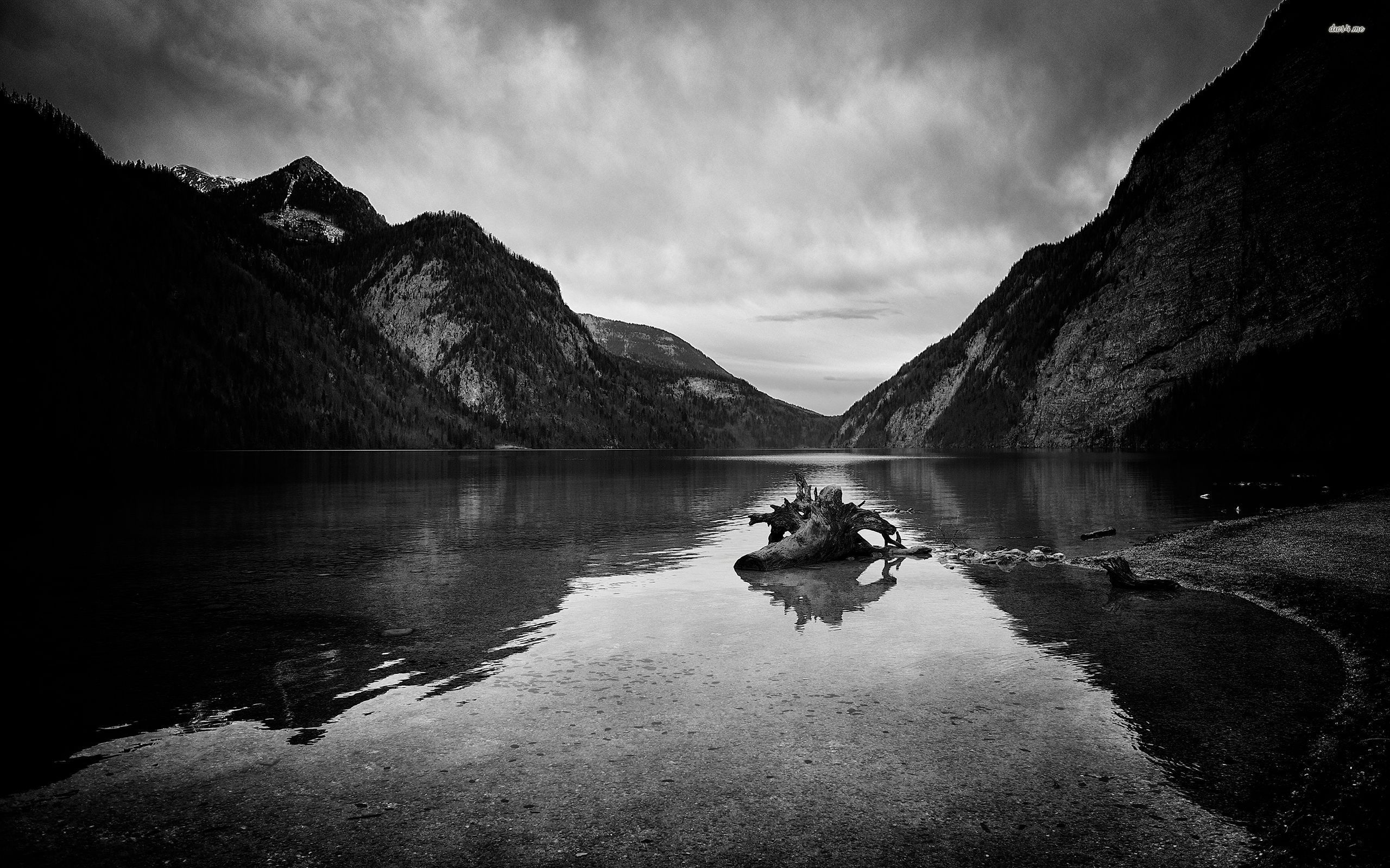 2560x1600 Black And White Mountain Lake Wallpaper - Black And White Mountain ... Wallpaper