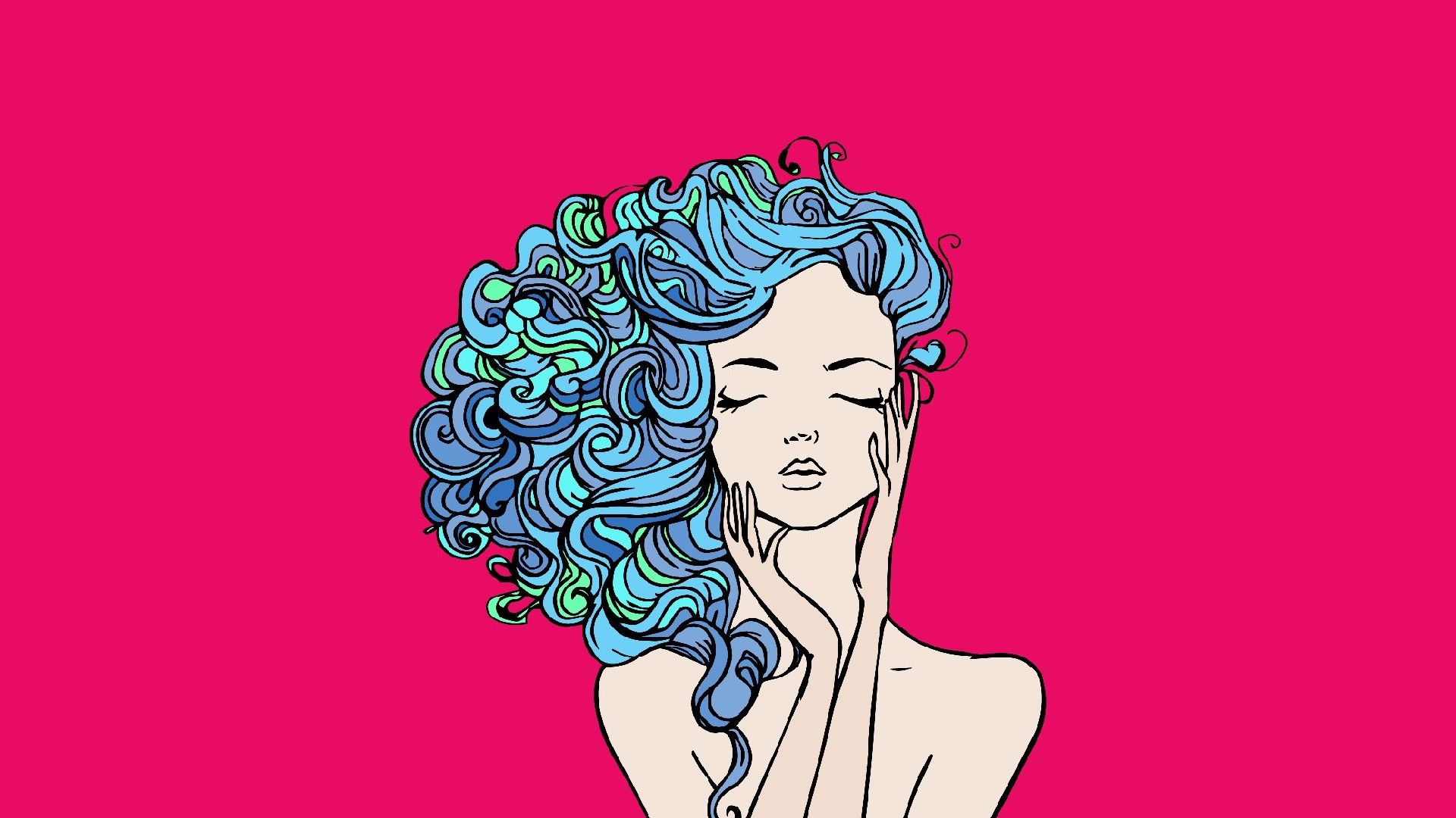 Pinki widget рисовать на обоях. Женщина рисунок. Синие волосы рисунок. Волосы рисунок. Голубые кудрявые волосы рисунок.