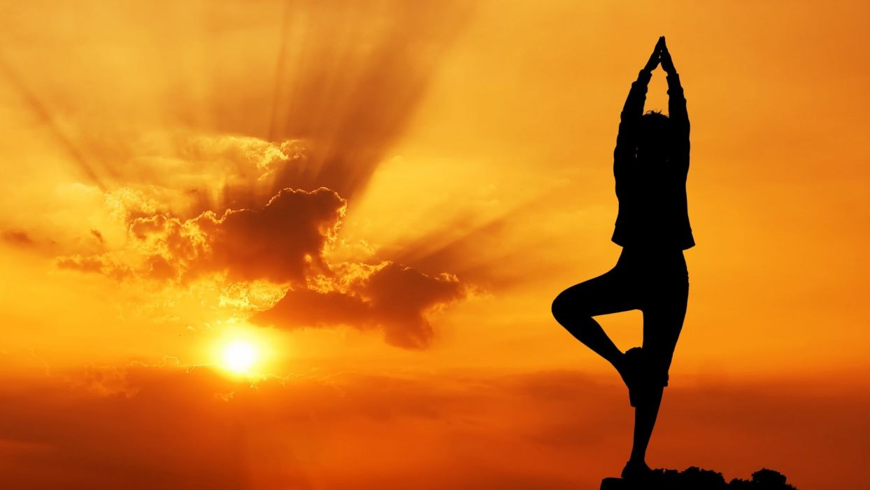 Sunset Yoga A 3d Woman Performing A Serene Yoga Pose Amidst A Beautiful  Landscape Background, Sunset Background, Sunrise Background, Sunset  Background Image And Wallpaper for Free Download