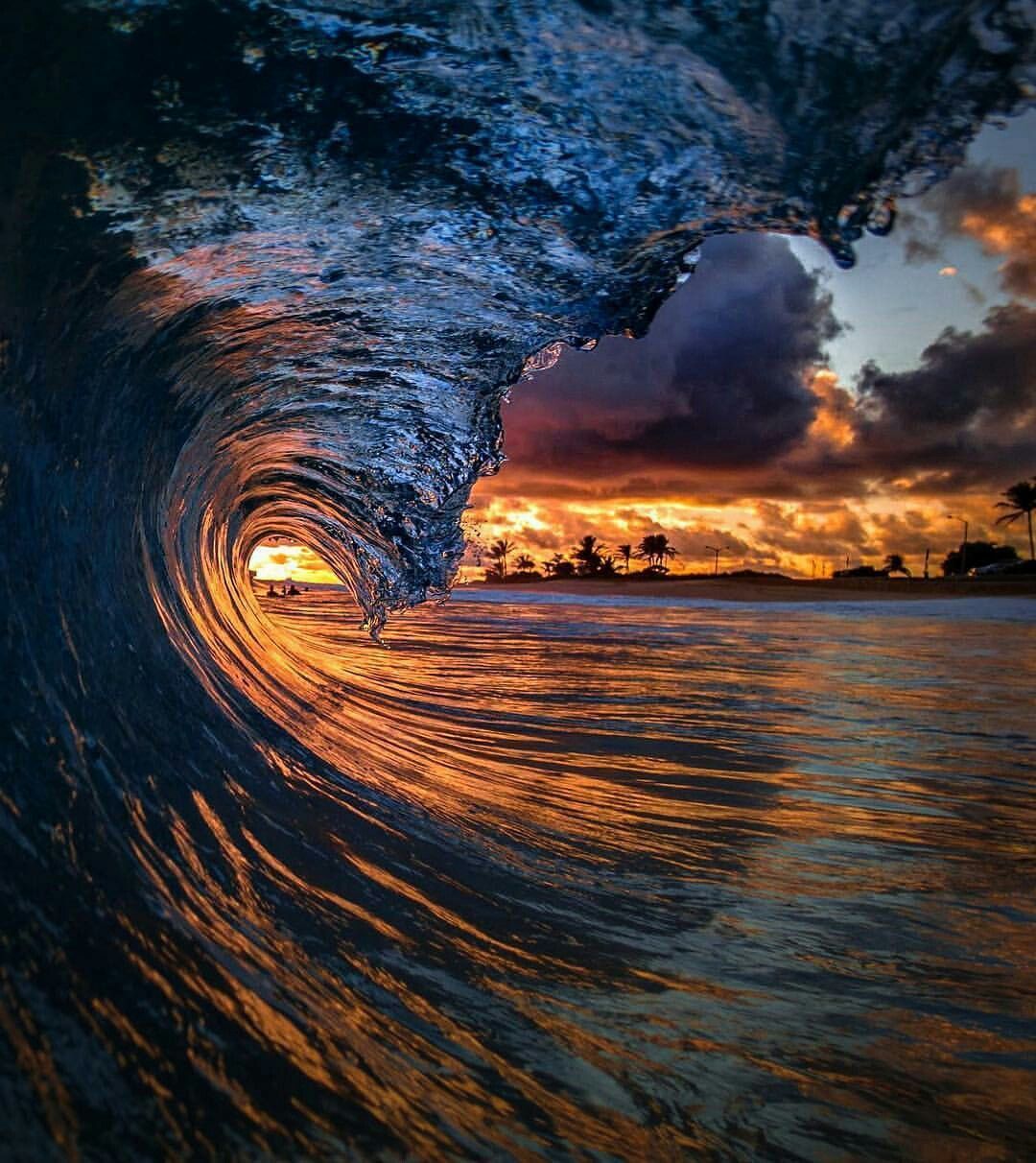 sunset ocean waves
