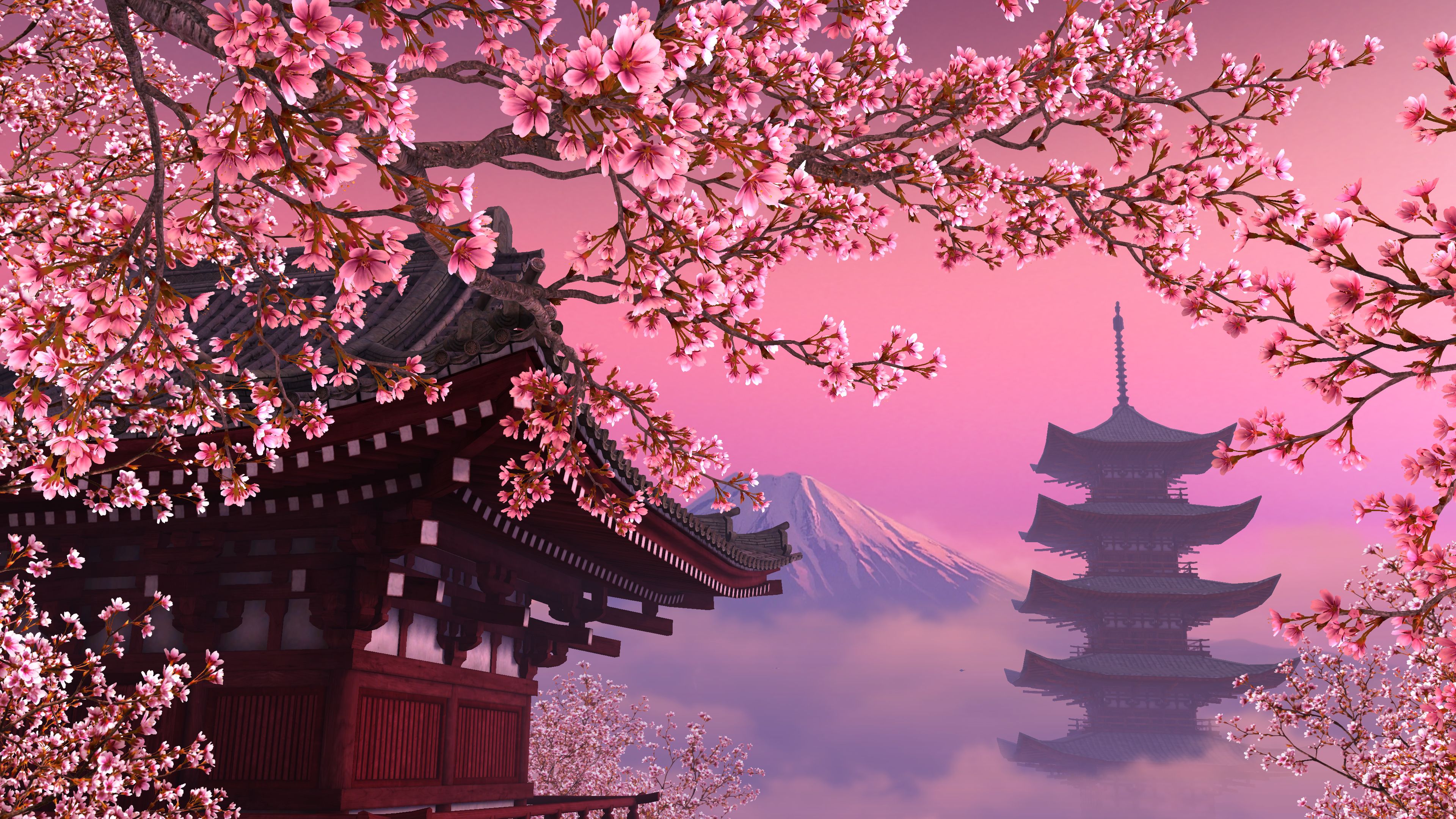 Sakura Anime Wallpaper 4k Sakura Castle 4k Hd Artist 4k Wallpapers