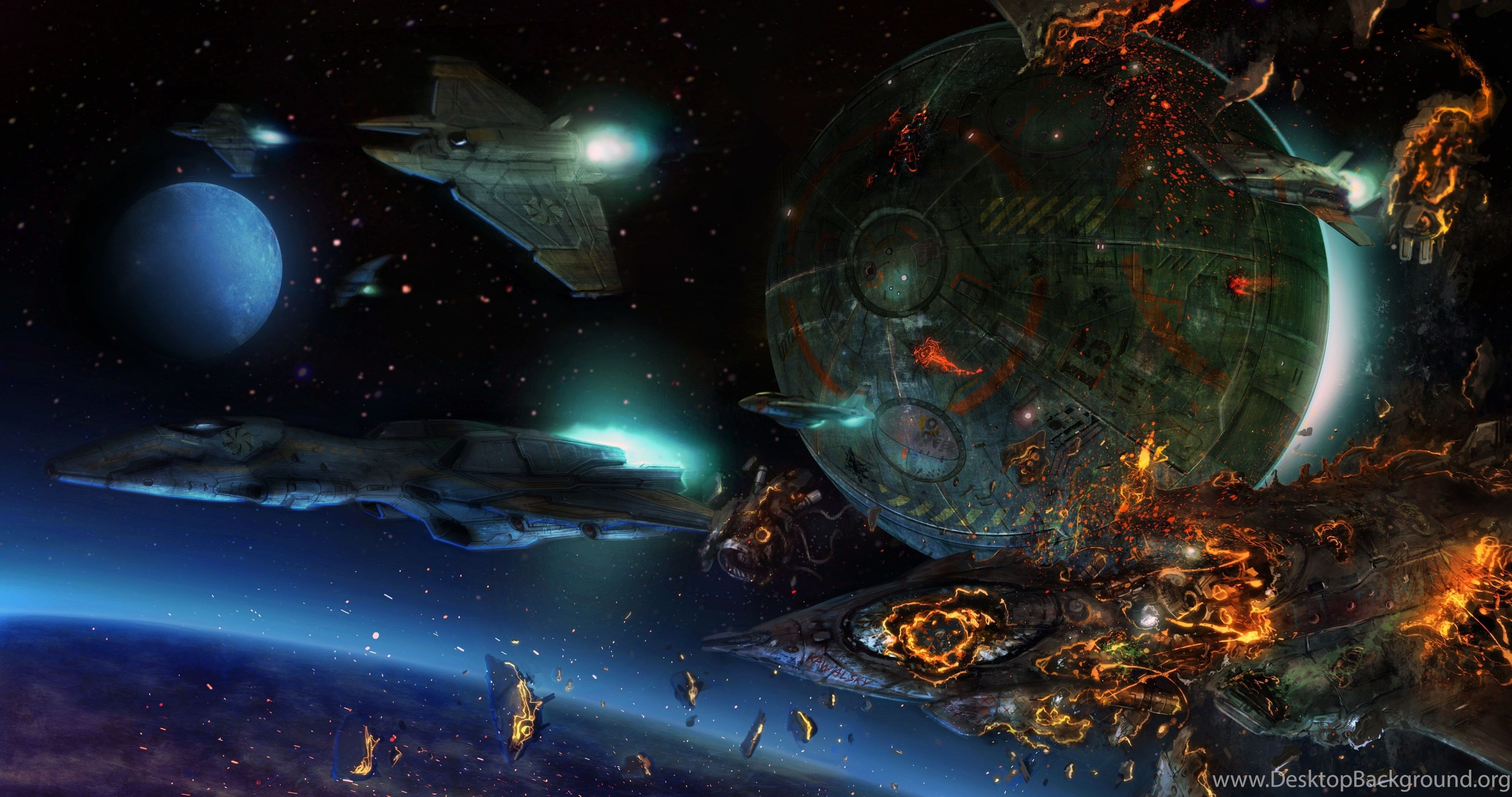 4096x2160 Sci Fi Artistic Wallpaper - Sci Fi Space Battle, HD Wallpaper on ...