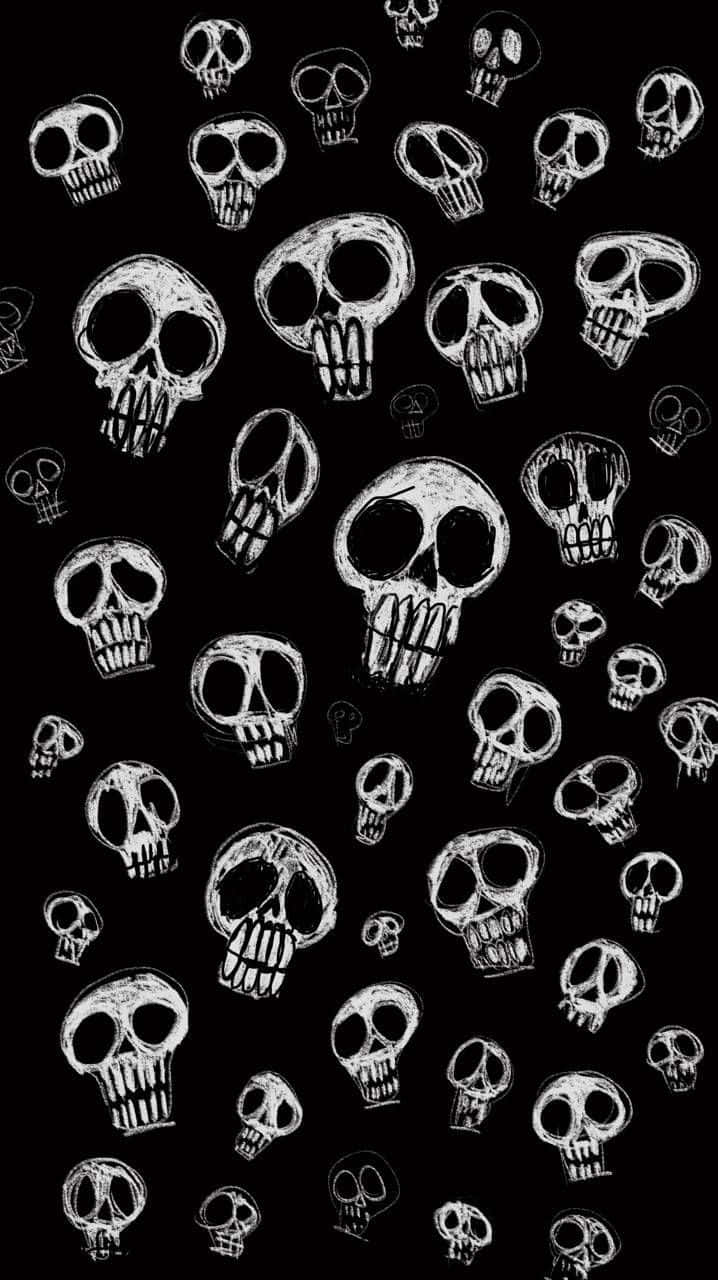 718x1280 Download Cute Gothic Skulls Black Bacxkground Wallpaper | Wallpapers.com Wallpaper