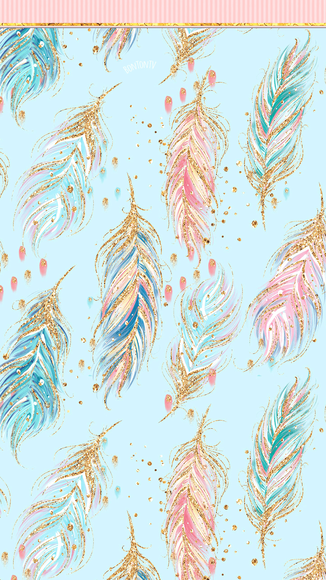 1080x1920 Phone Wallpapers HD Cute Glitter Feathers Background - by BonTon ... Wallpaper