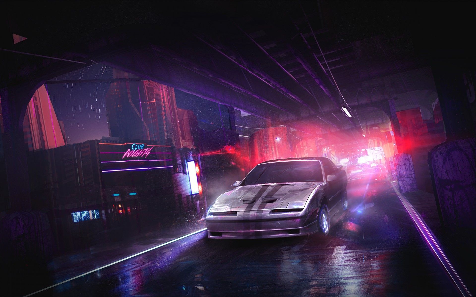 1920x1200 Wallpaper Racing car, Night club, Neon lights, HD, Creative ... Wallpaper