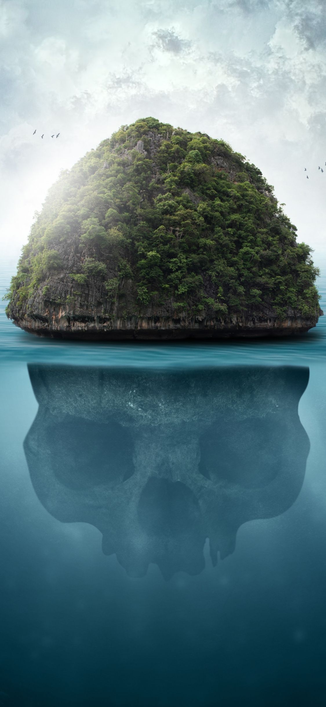 1125x2436 Download 1125x2436 wallpaper sea, island, fantasy, skull, iphone x ... Wallpaper