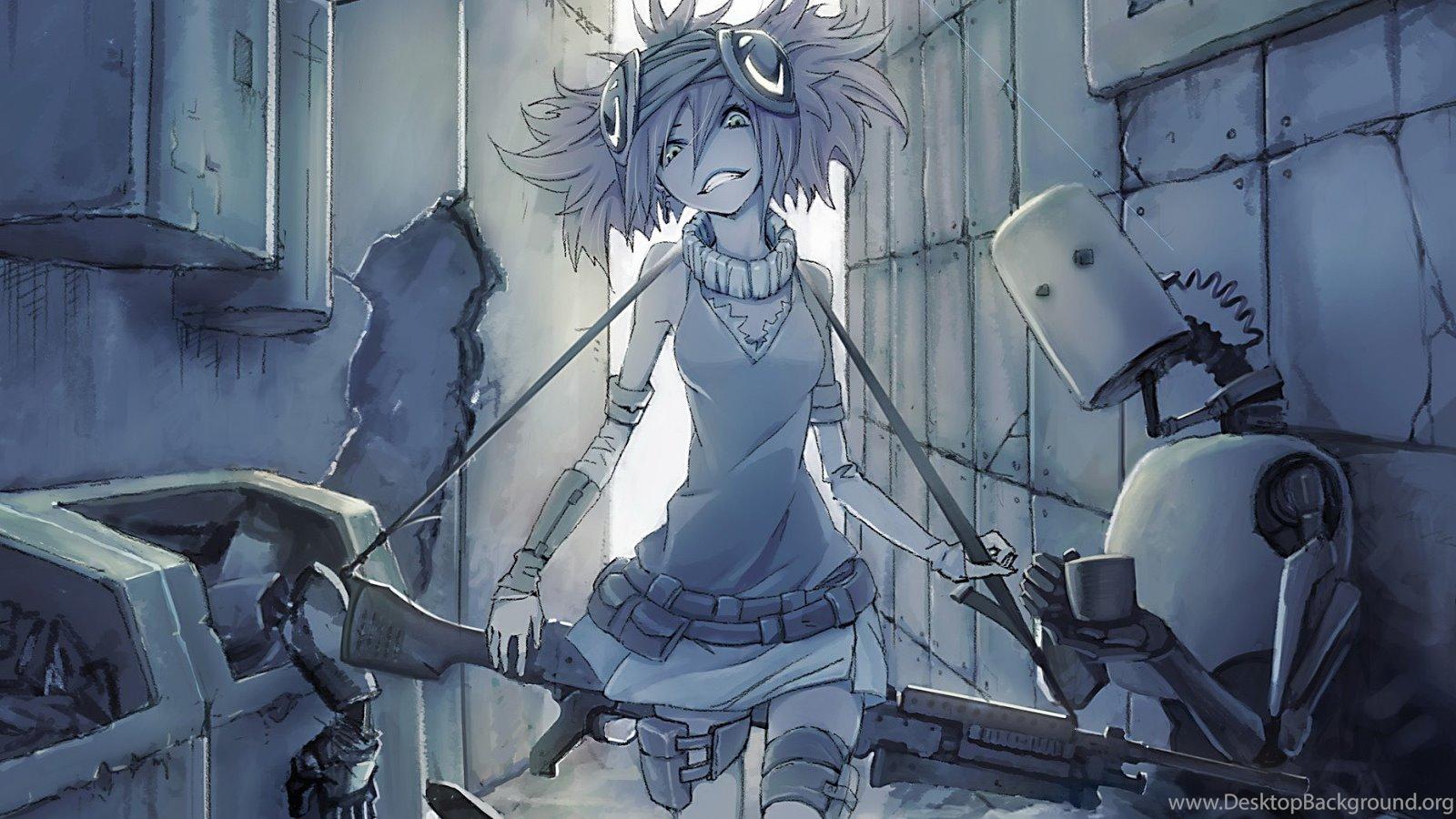 1600x900 Futuristic Anime Girl With Guns In A World Of Robots Wallpaper. Desktop Background on WallpaperBat