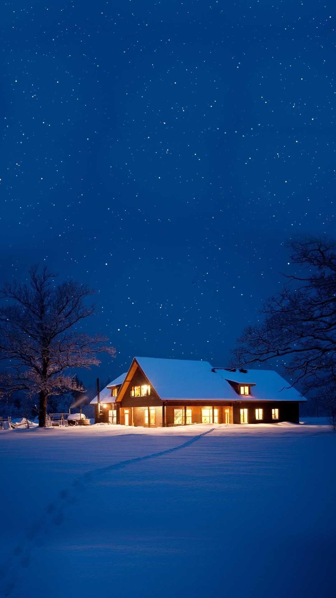 1080x1920 Snow House Christmas Night iPhone Wallpaper. iPhone wallpaper on WallpaperBat