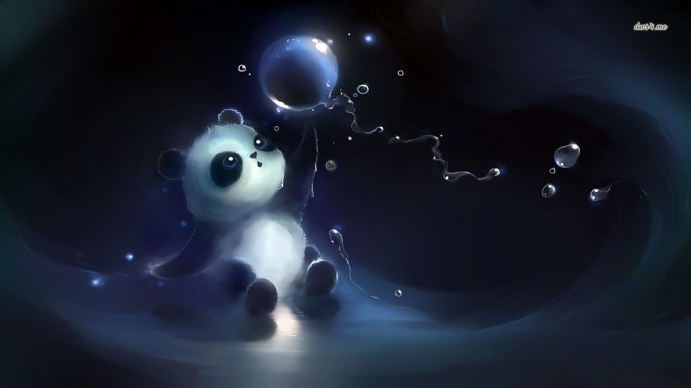 1366x768 Cute panda playing with bubbles HD wallpaper. Panda wallpaper on WallpaperBat