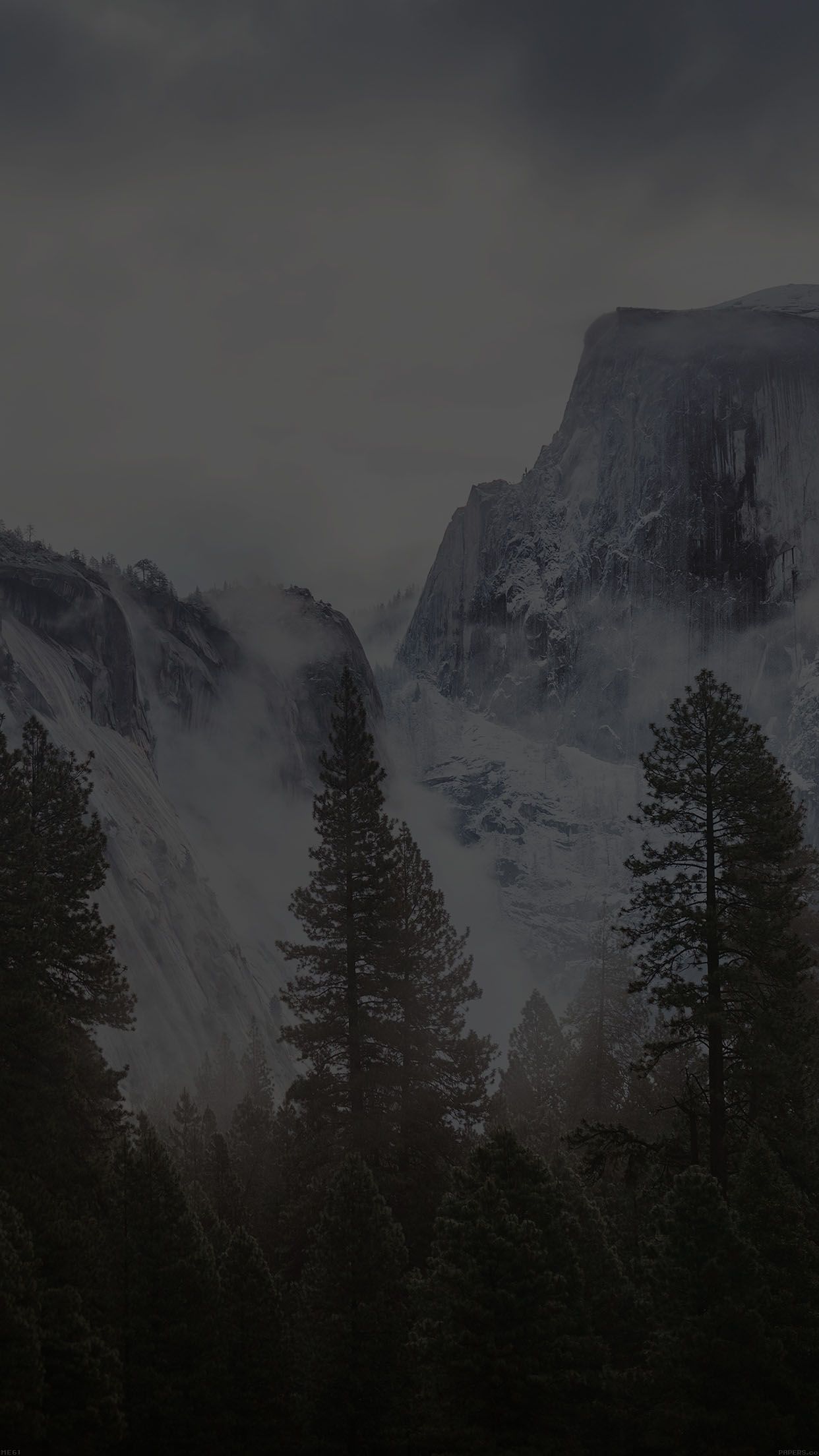 1242x2208 me61-yosemite-snow-black-mountain-nature Wallpaper