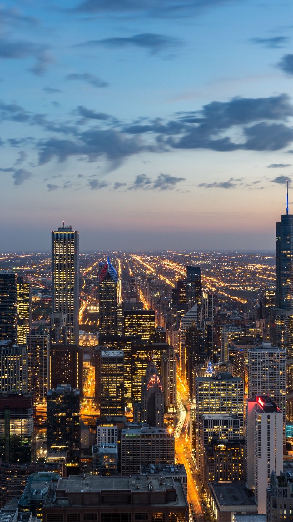 938x1668 Download wallpaper 938x1668 chicago, usa, skyscrapers, night, view on WallpaperBat