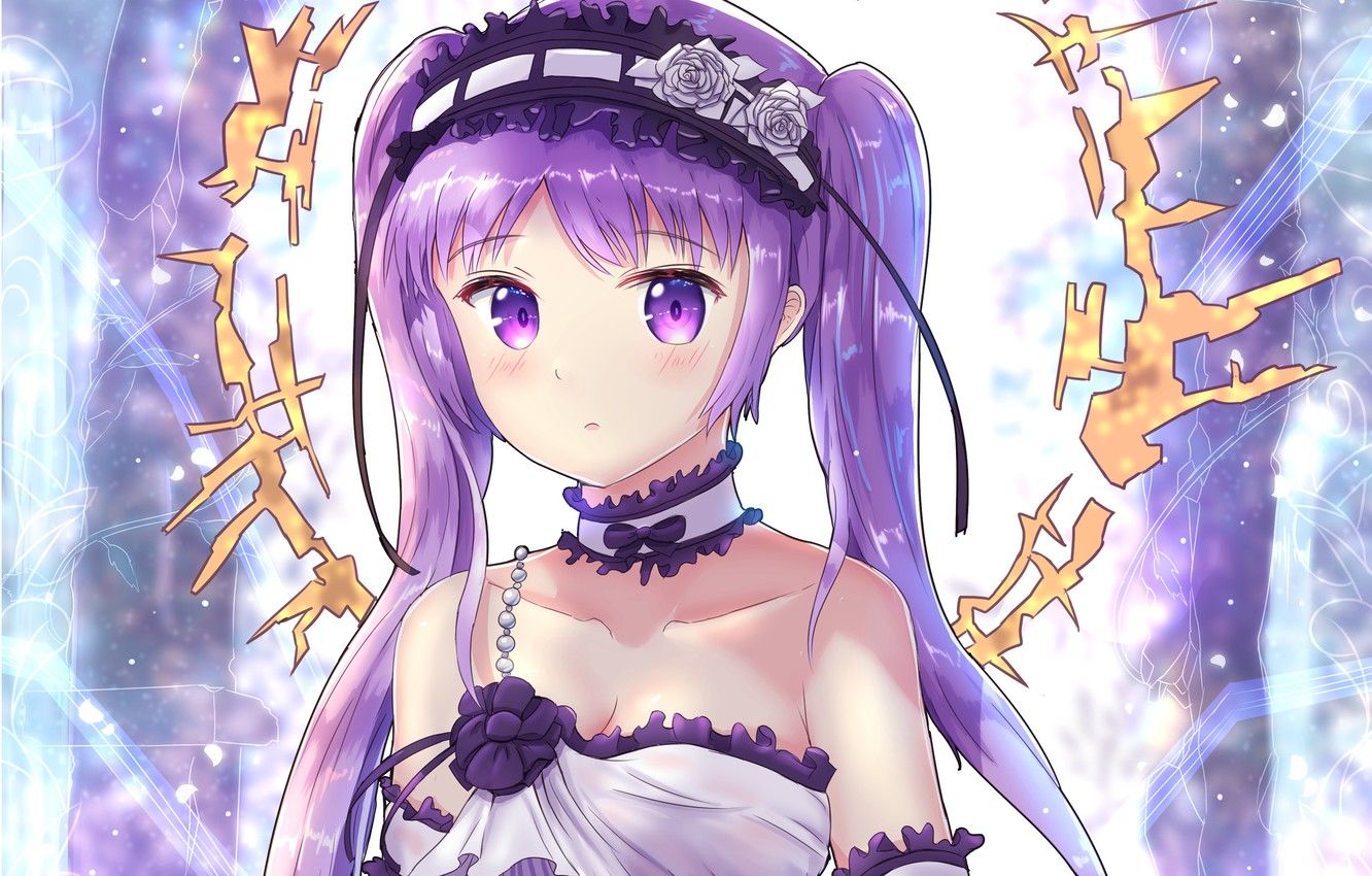 magic anime girl with purple hair