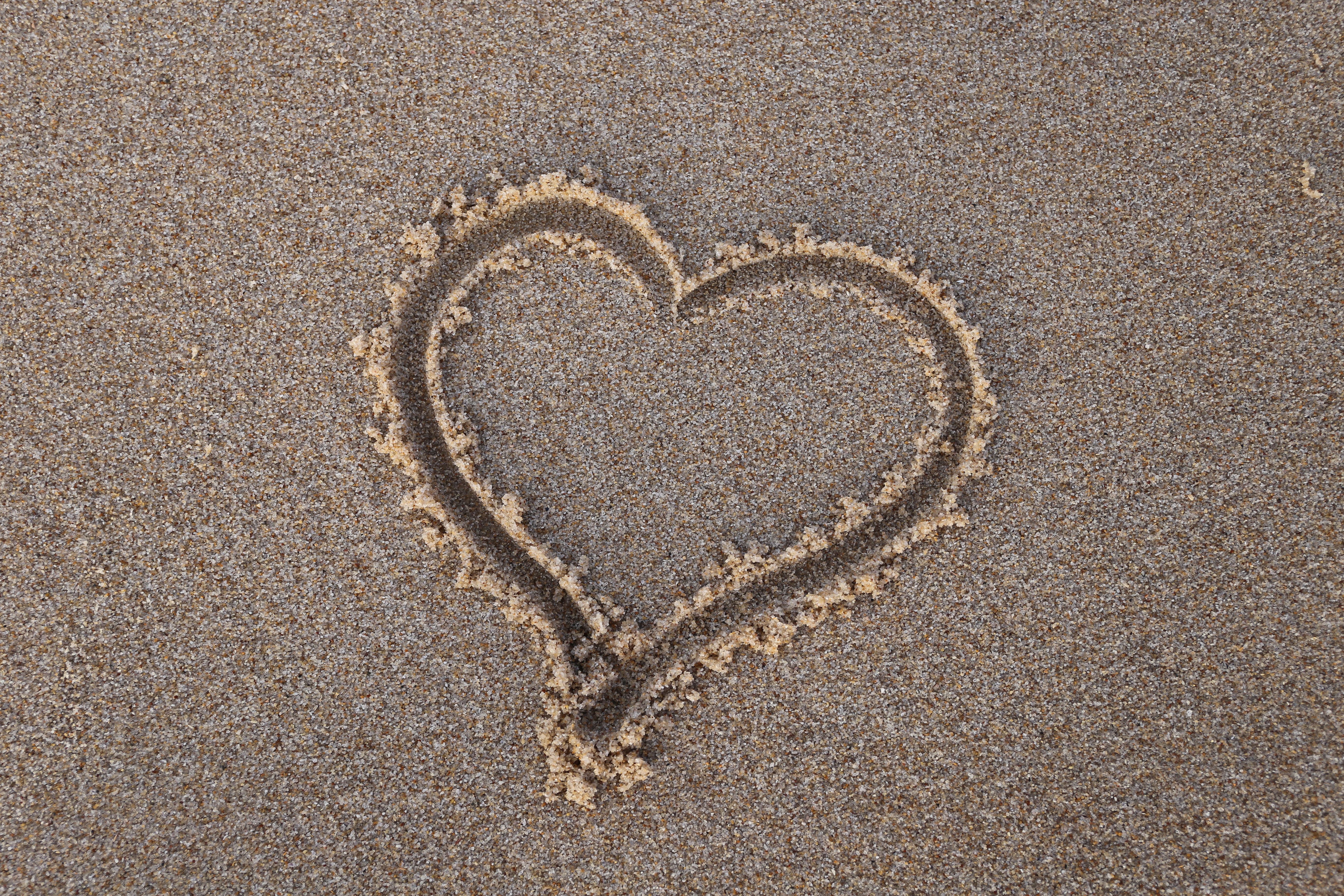 5472x3648 Heart Sand Beach, HD Love, 4k Wallpaper, Image, Background on WallpaperBat