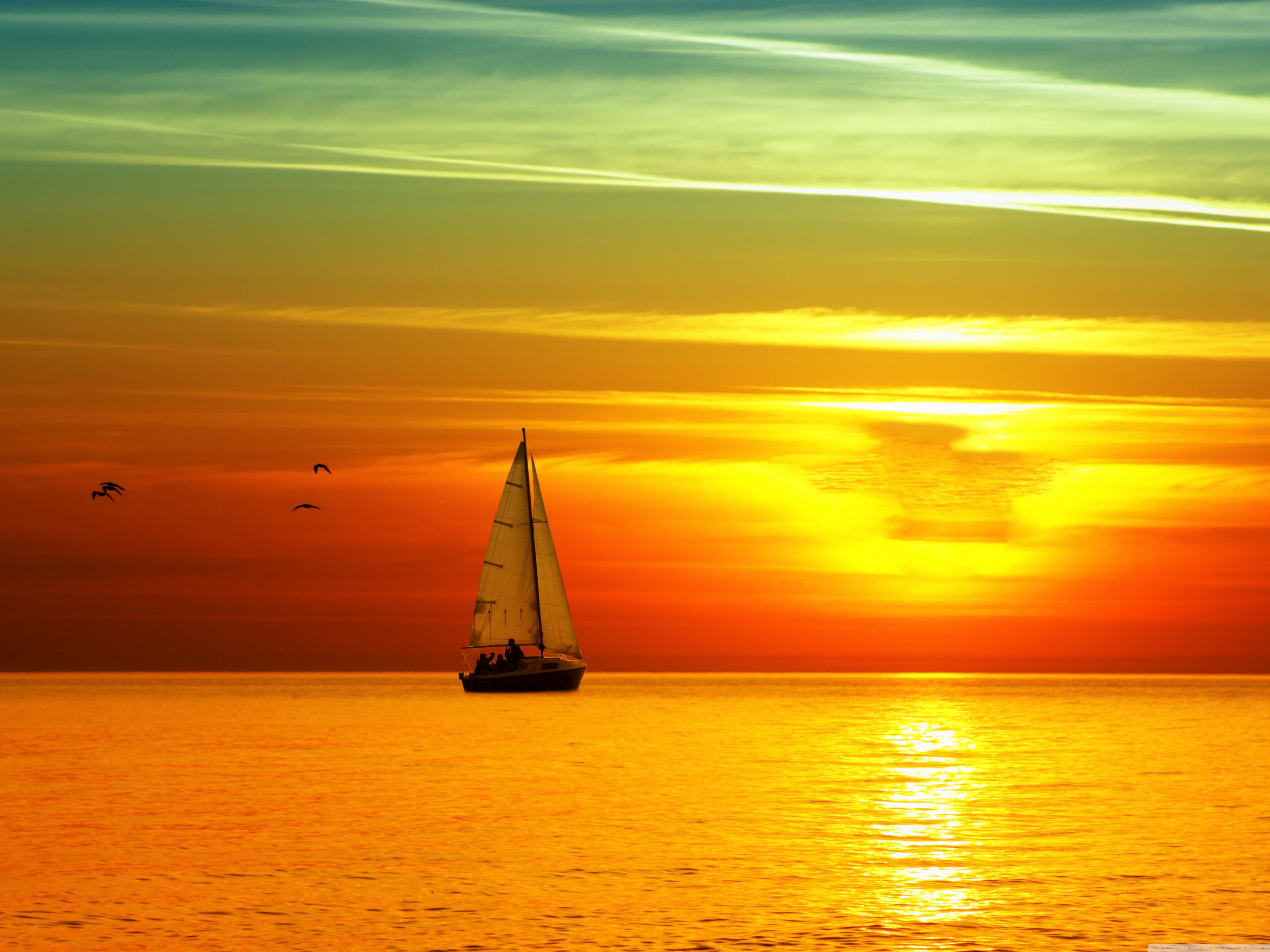 Serene Sunset Sail   HD Wallpaper