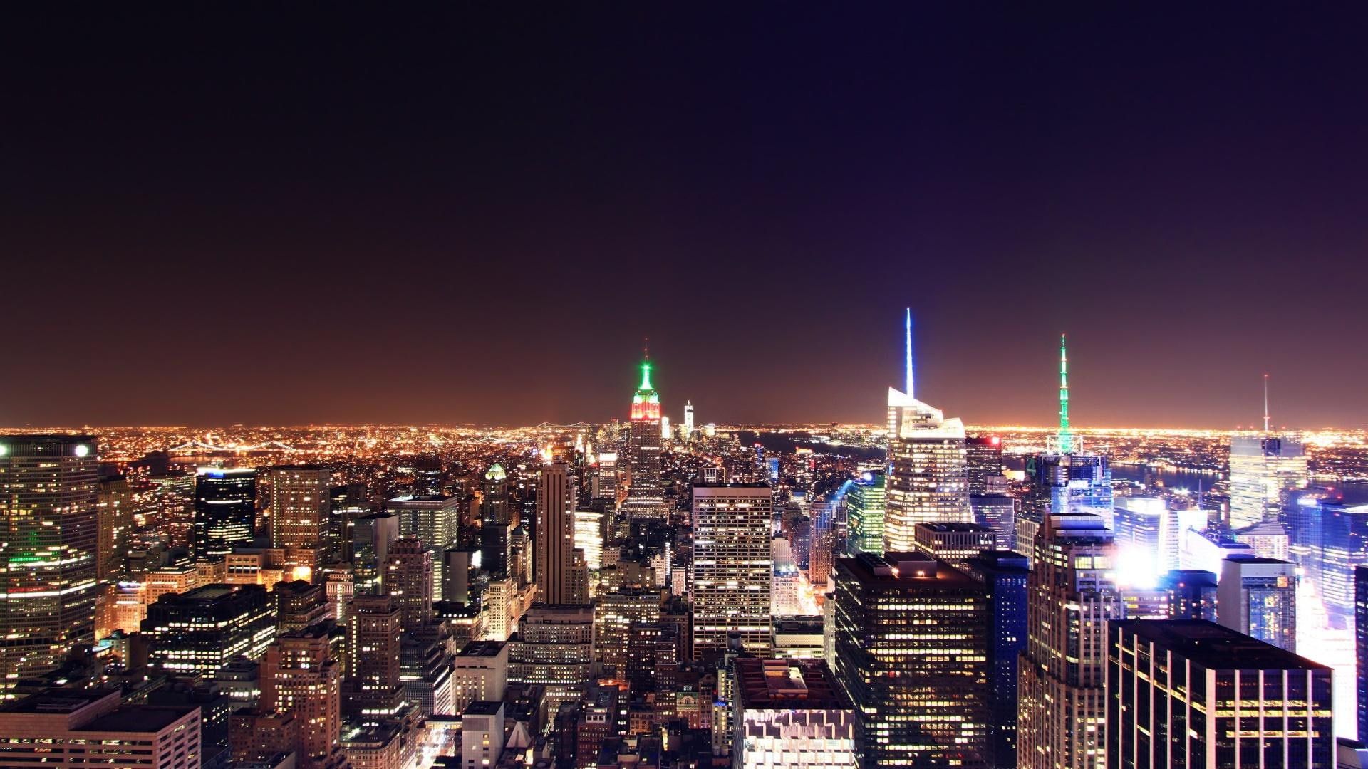 1920x1080 Beautiful New York City Lights, lights, nature, new york city on WallpaperBat