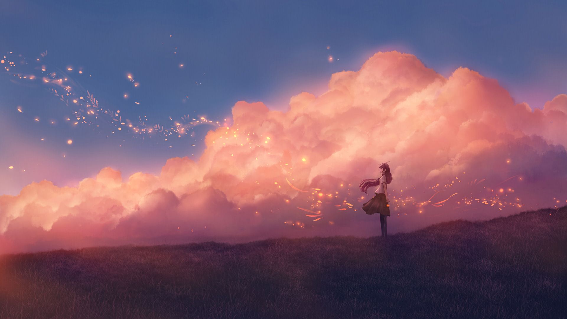 1920x1080 1920x1080 Anime Girl Sky Clouds Laptop Full HD 1080P HD 4k Wallpapers,  Images, Backgrounds, Photos and Pictures Wallpaper