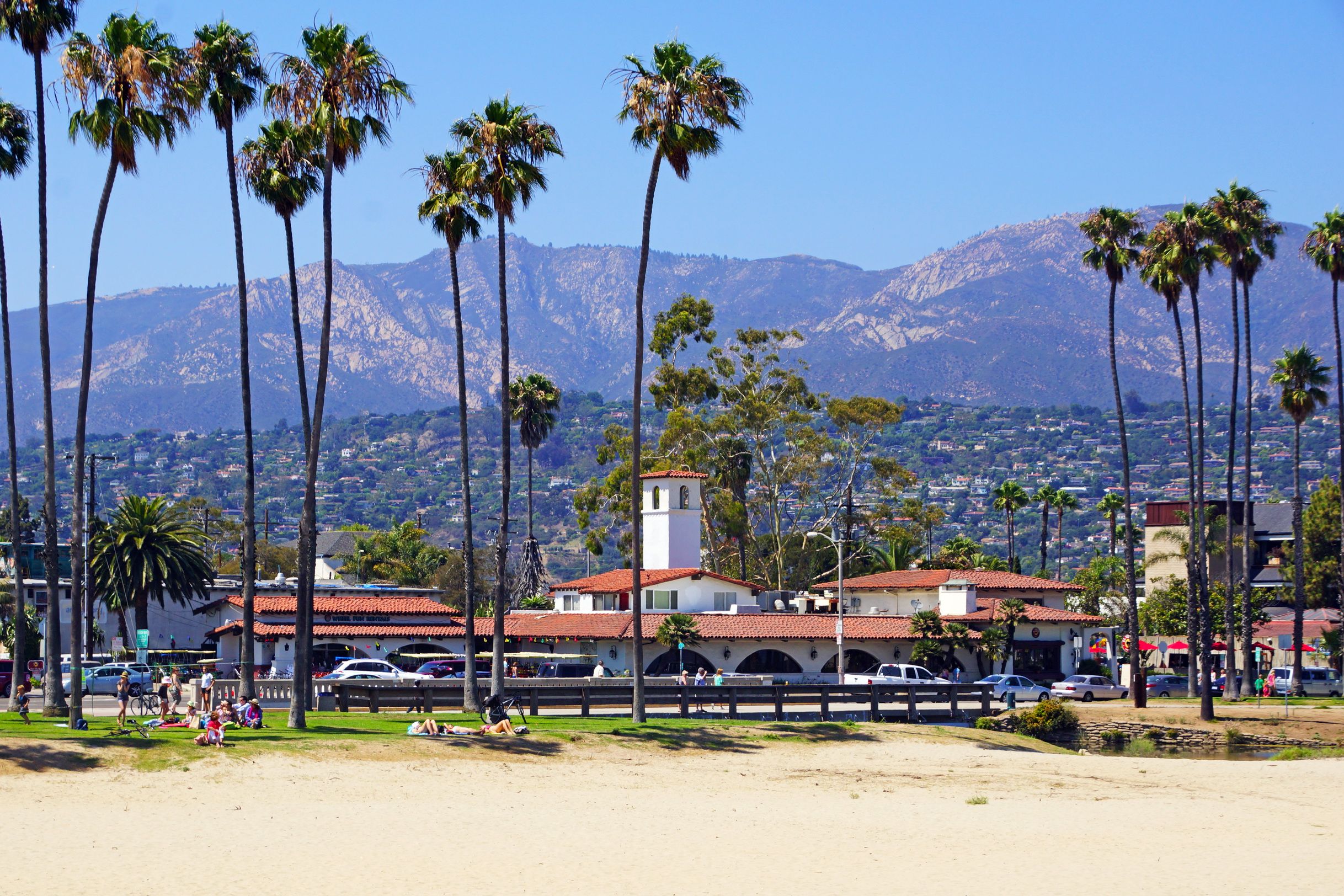 2436x1624 Photos California USA Santa Barbara Beach palm trees 2436x1624 Wallpaper