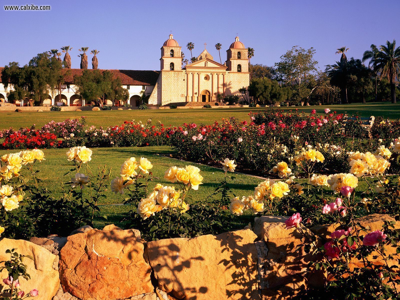 1600x1200 Known places: Mission Santa Barbara and the Rose Garden, California,  desktop wal Wallpaper