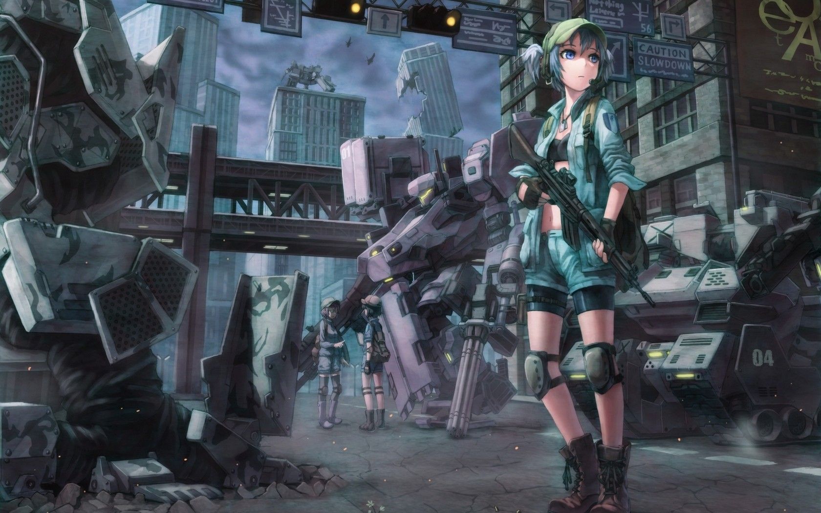 1680x1050 guns, military, robots, futuristic, science fiction, anime girls - Wallpaper on WallpaperBat