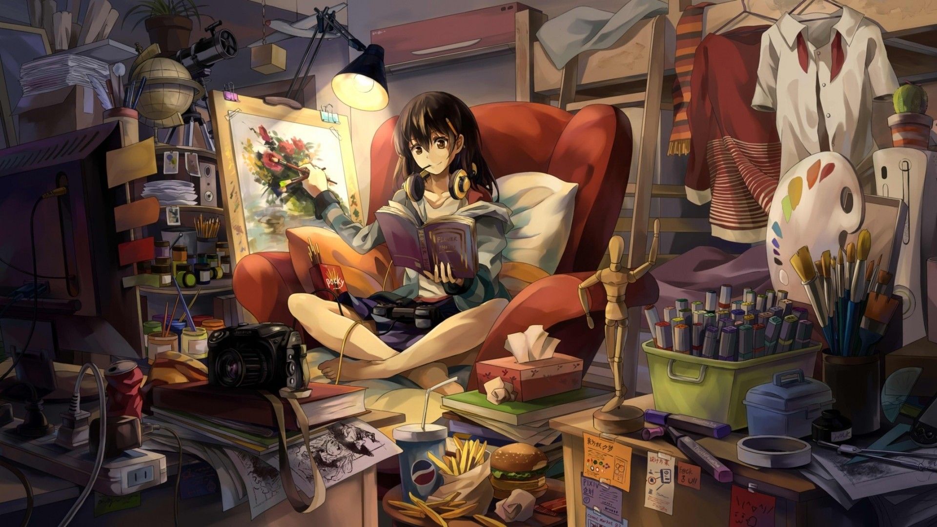 1920x1080 Anime Gamer Girl on WallpaperBat
