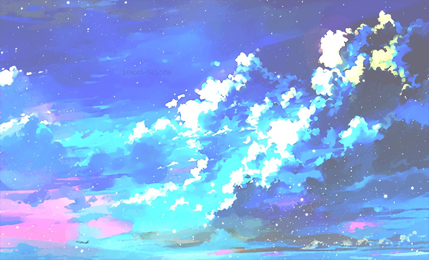 1500x909 Aesthetic Anime Sky Desktop Wallpaper.