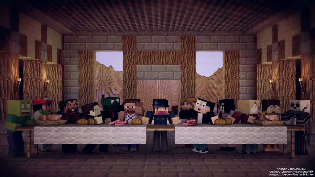 1244x700 The Last Supper Minecraft wallpaper | 1920x1080 | 311637 | WallpaperUP Wallpaper