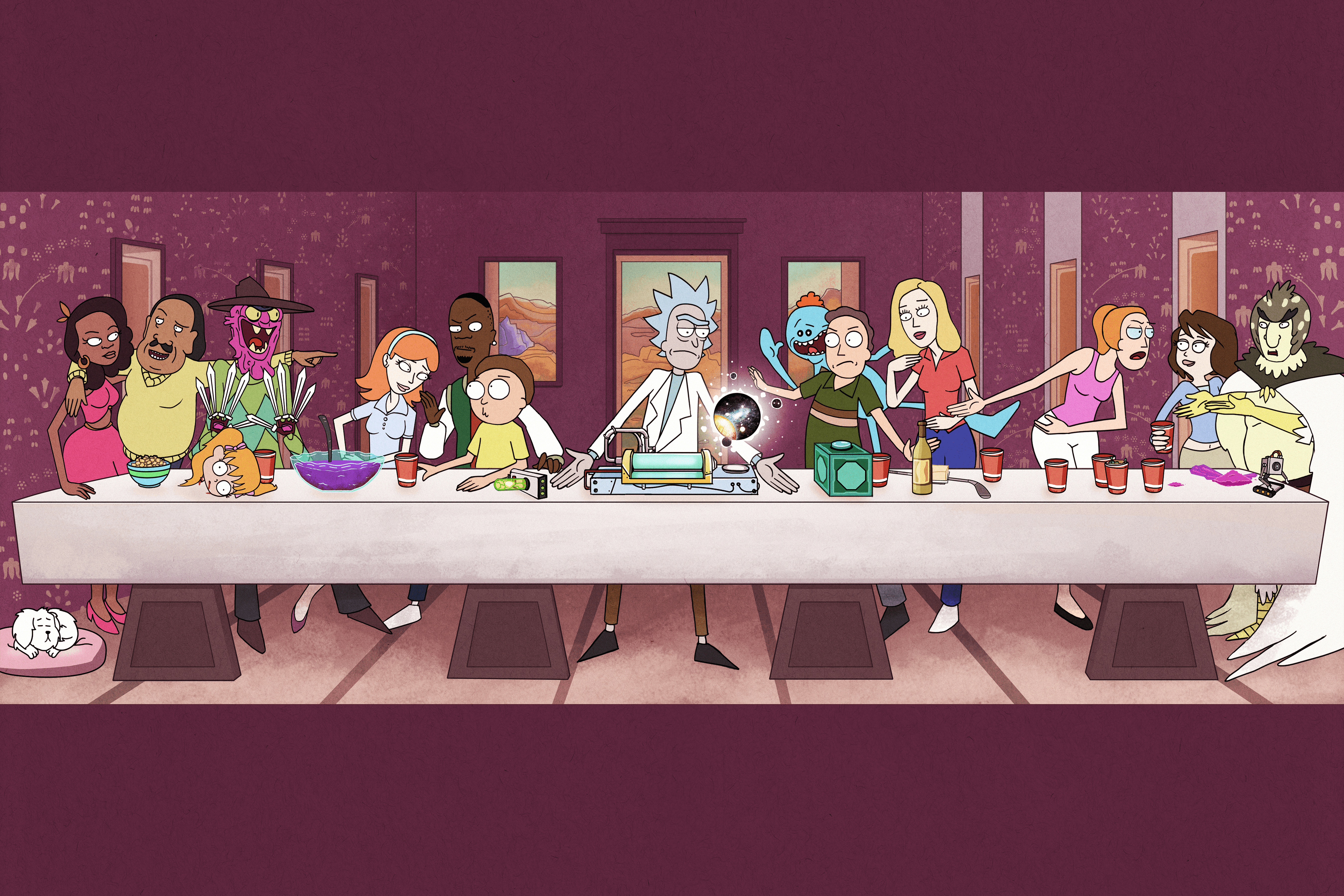 5400x3600 Last Supper by Illustronomer | Rick and Morty | My Little Wallpaper - The  Wallpaper Source That Credits Artists Wallpaper