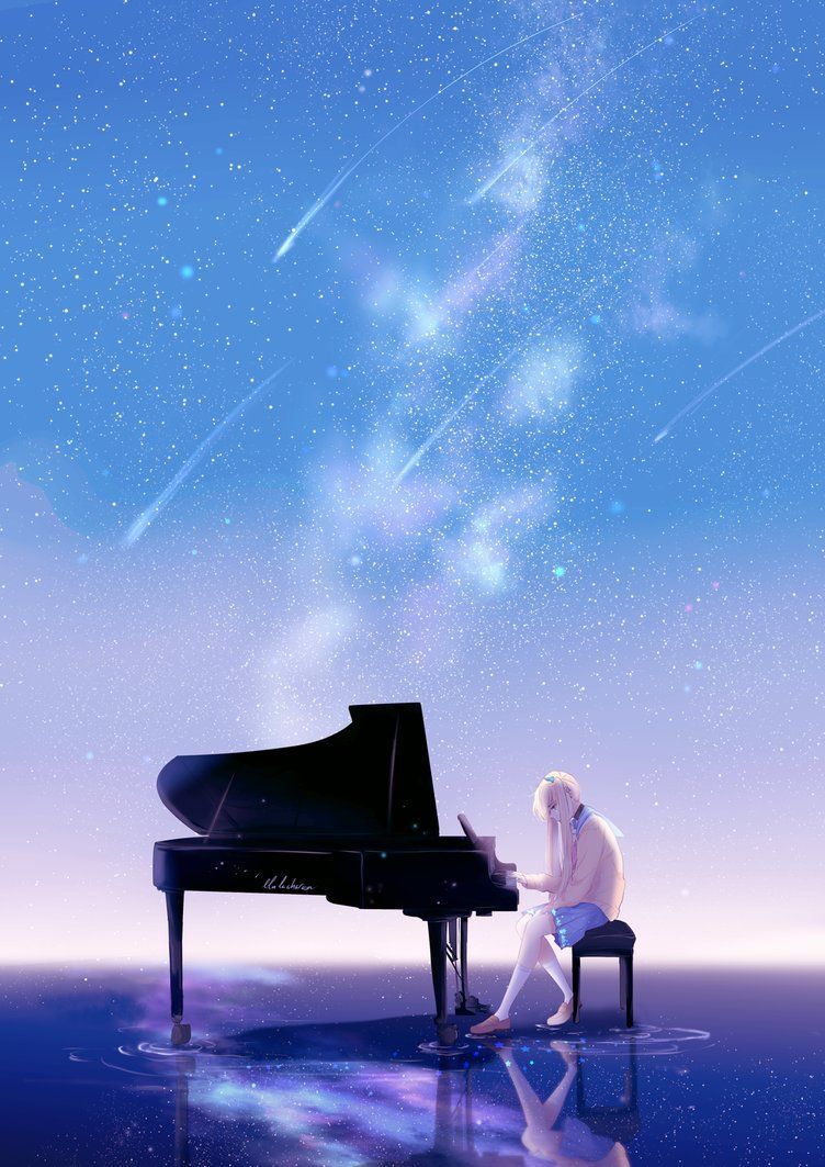 752x1063 playing piano by lluluchwan. Piano anime, Piano art, Anime galaxy on WallpaperBat