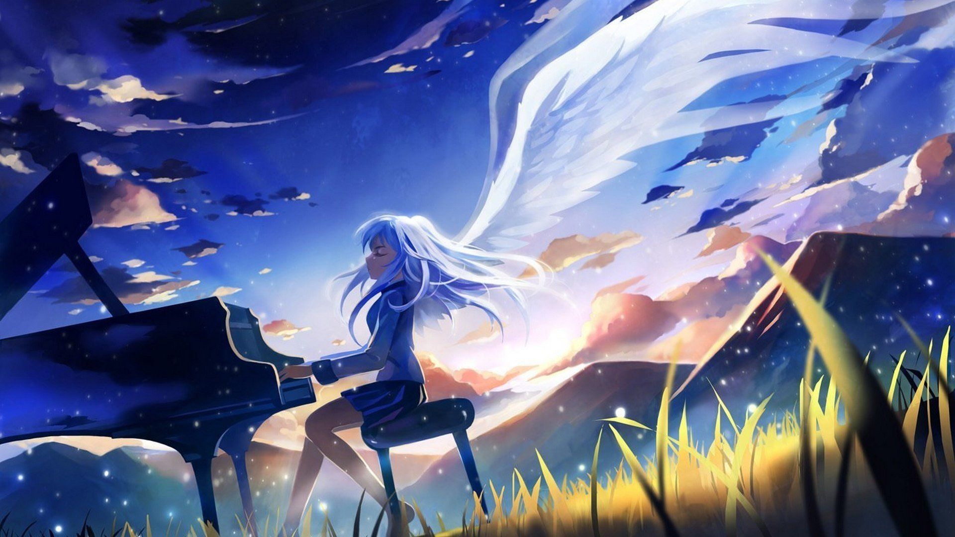 1920x1080 piano, Angel, Anime girls, Tachibana Kanade, Angel Beats!, Anime, Manga Wallpaper HD / Desktop and Mobile Background on WallpaperBat