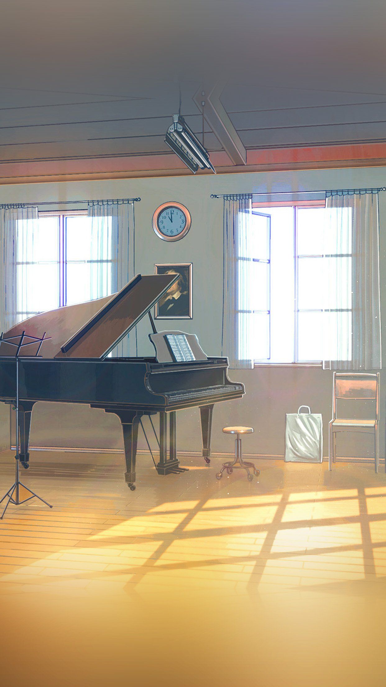 1242x2208 Arseniy Chebynkin Music Room Piano Illustration Art - Anime School Classroom Background - 1242x2208 - Download HD Wallpaper on WallpaperBat