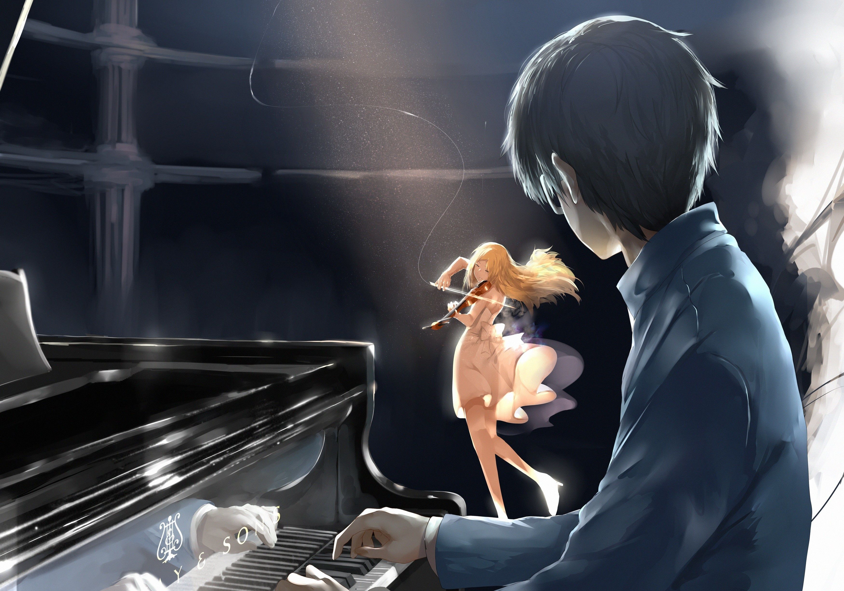 3500x2450 Anime series couple piano violin blonde girl wallpaper. 3500x2450. 1089935 on WallpaperBat