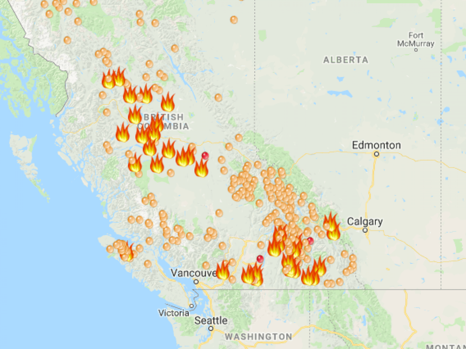 552016 Bc Fire Map Shows Where Almost 600 Canada Wildfires Are Still Burning 