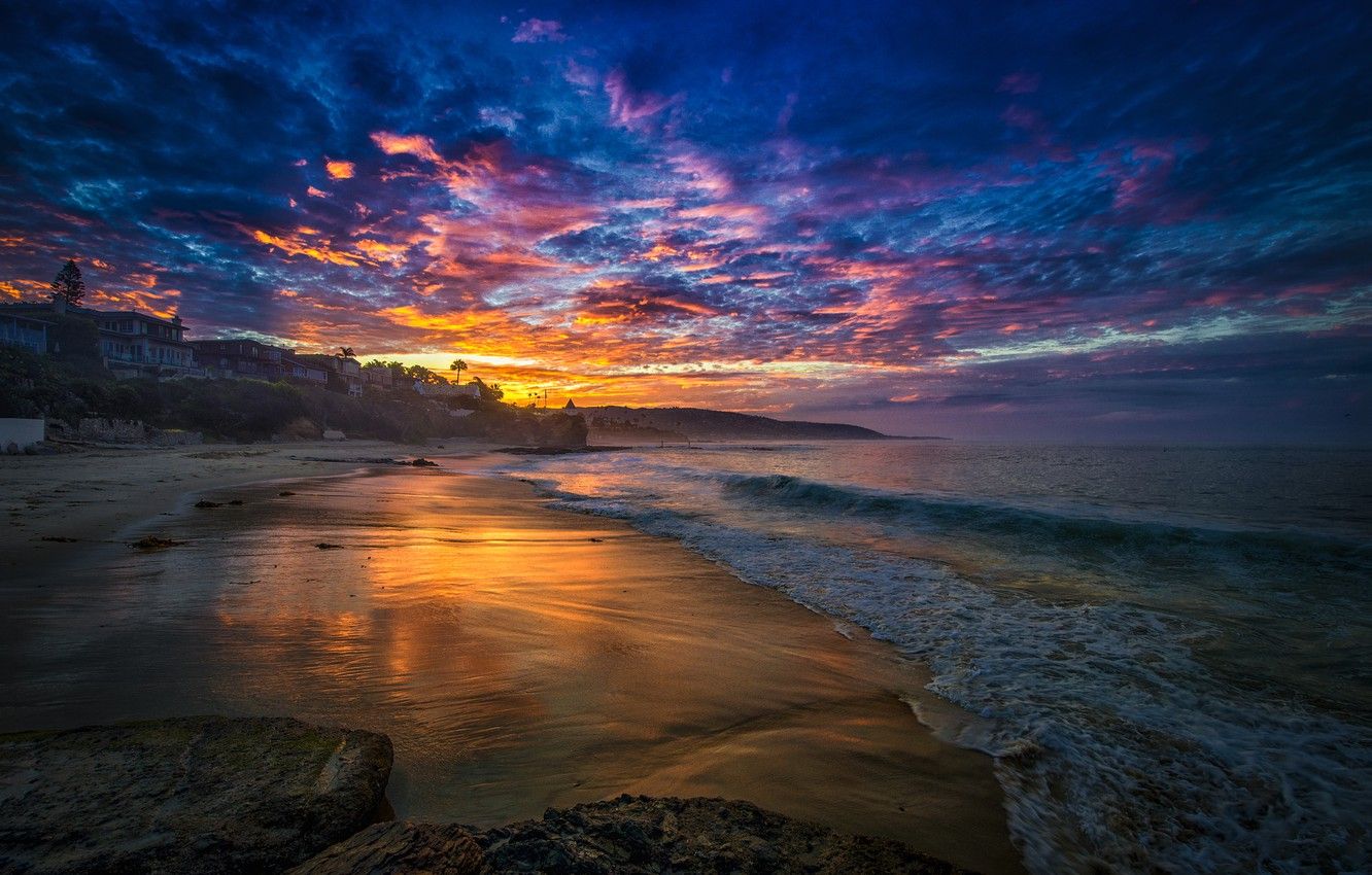 1332x850 Wallpaper sea, beach, clouds, sunrise, home, Bay, morning image for desktop, section пейзажи on WallpaperBat