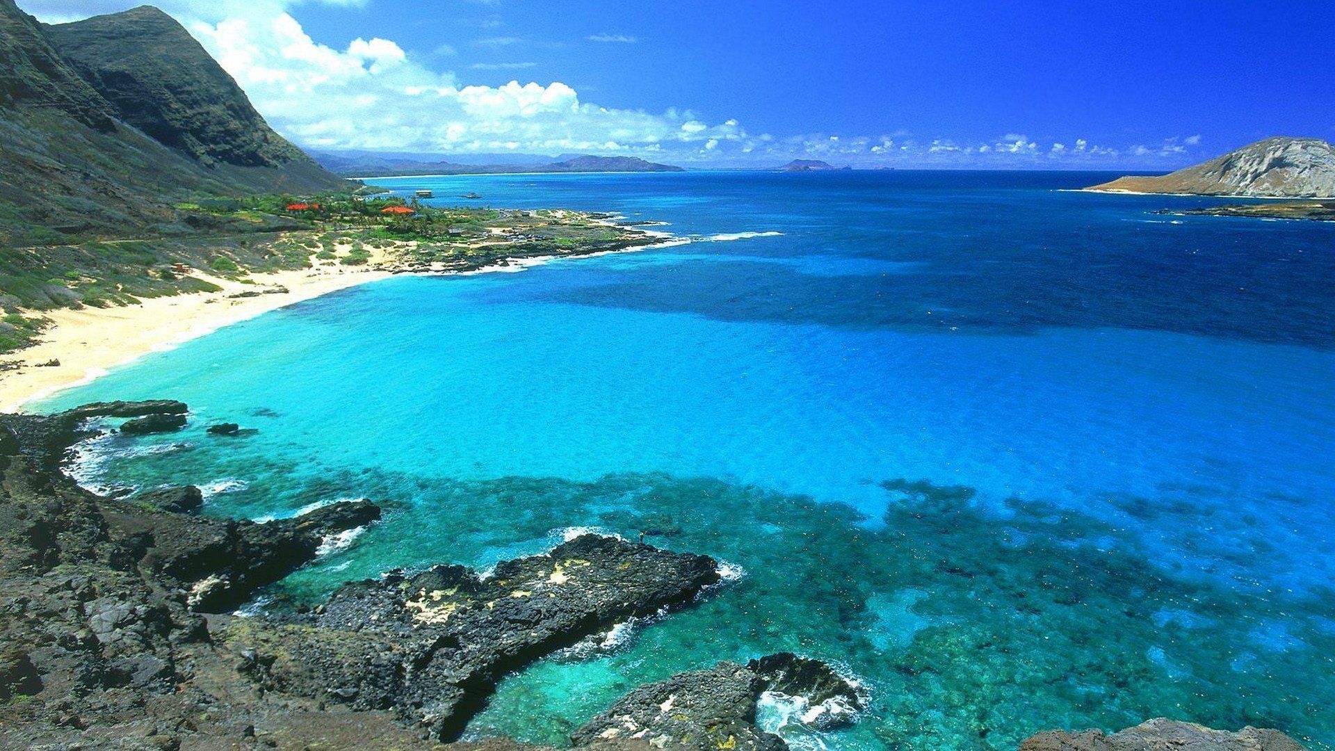 1920x1080 Blue landscapes nature Hawaii Oahu sea wallpaper | 1920x1080 | 254483 |  WallpaperUP Wallpaper