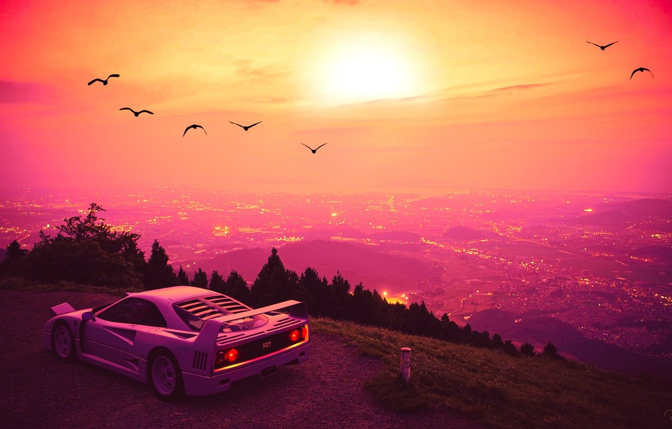 4k, 16:9 wallpaper for a pc, porsche 911 on a road with sunset