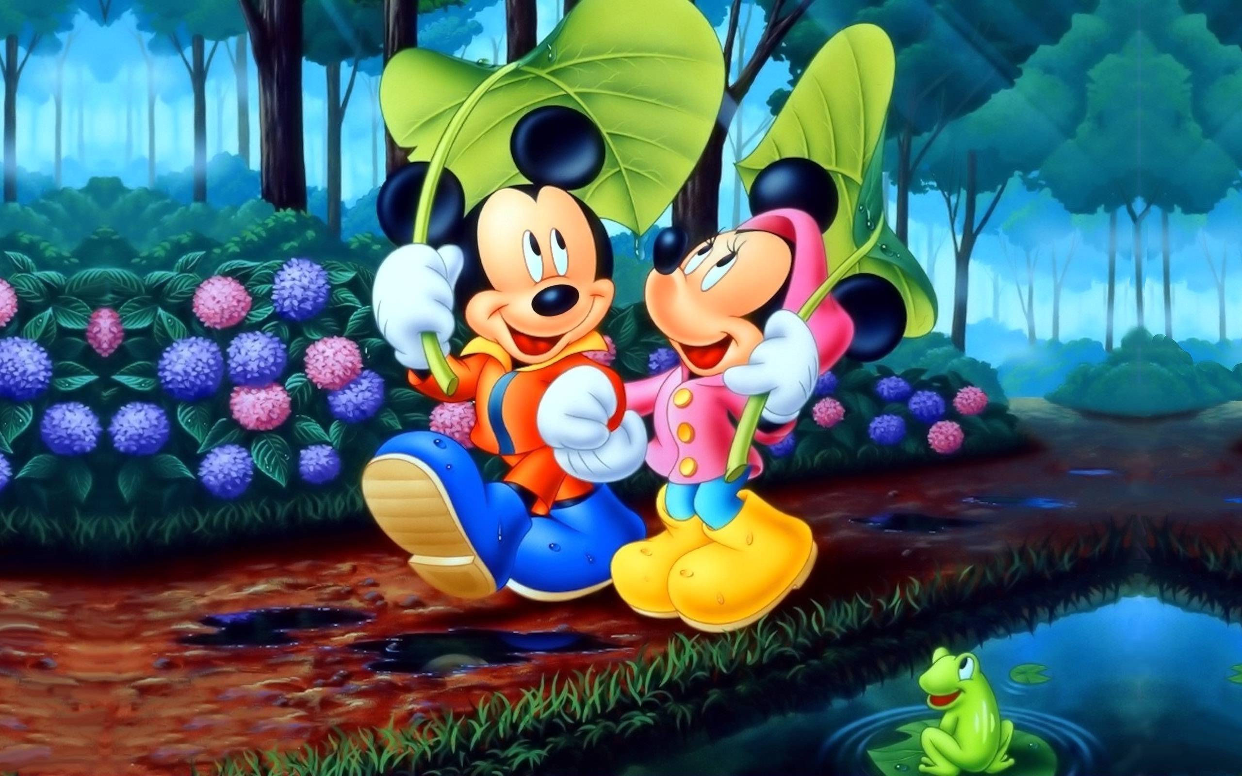 2560x1600 Mickey And Minnie Mouse Romantic Walk In The Park Love Couple on WallpaperBat