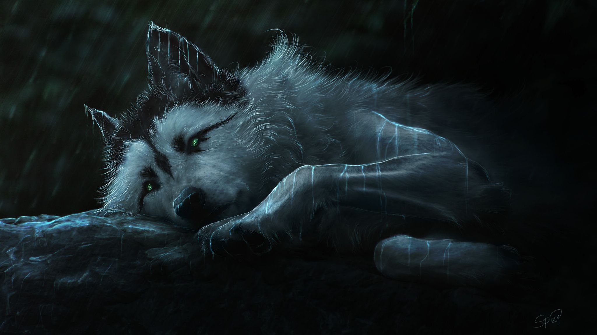 2048x1152 Desktop Wallpaper Beautiful Wolf, Art, Relaxed, 4k, HD Image, Pic...