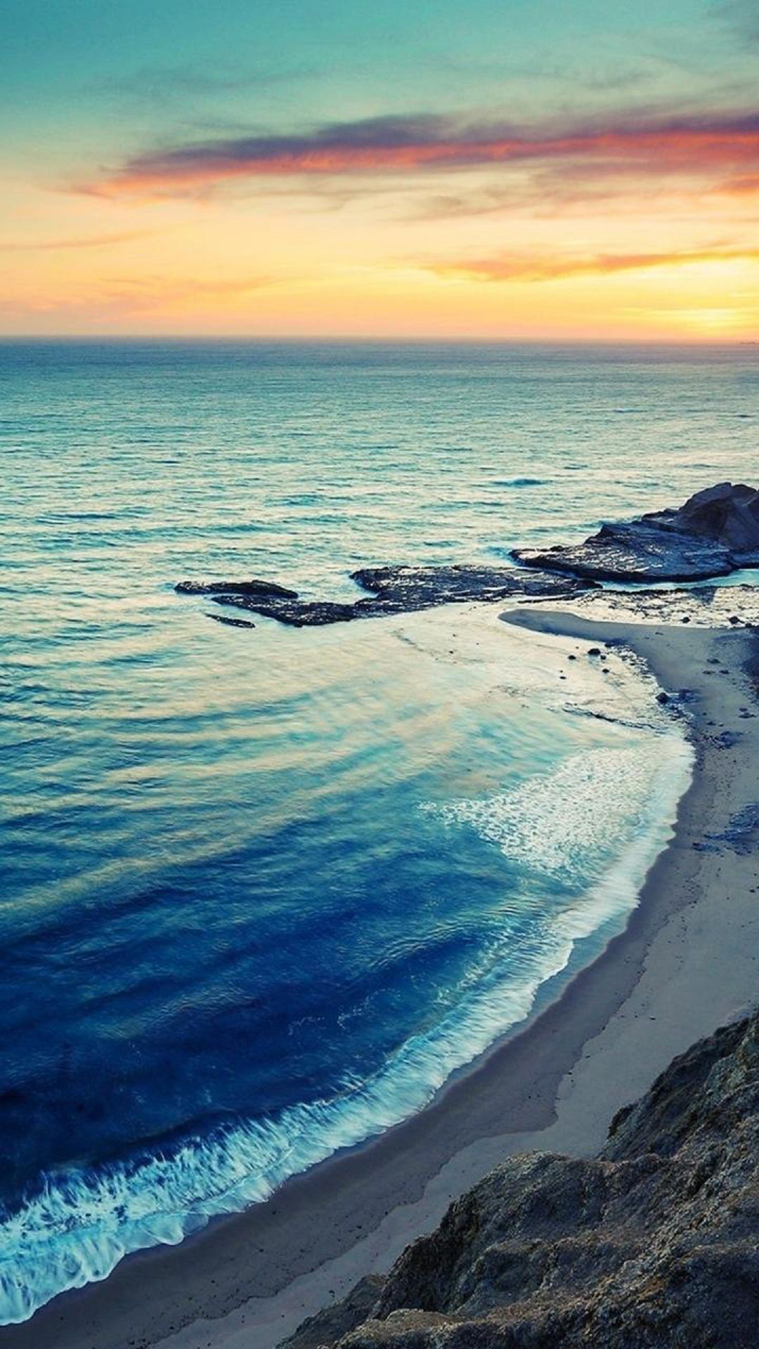 1080x1920 Sunrise Beach Seaside Coast Android Wallpaper free download Wallpaper