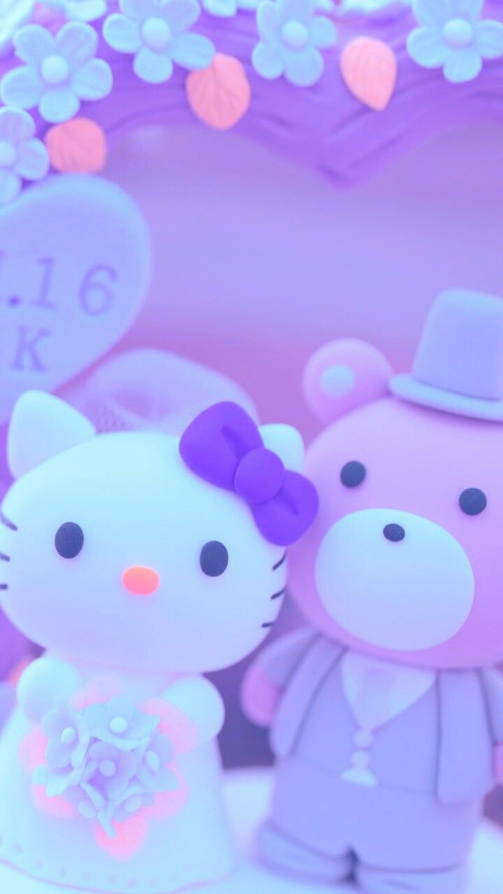 720x1280 Hello kitty,art, background, bears, beautiful, beauty, cake, couple,  design, flowers, hello kitty, inspiration, kawaii, kitty, luxury,  miniature, pastel, souvenir, style, sweets, toys, wallpaper, we heart it,  wedding, beautiful art, purple background, pas Wallpaper