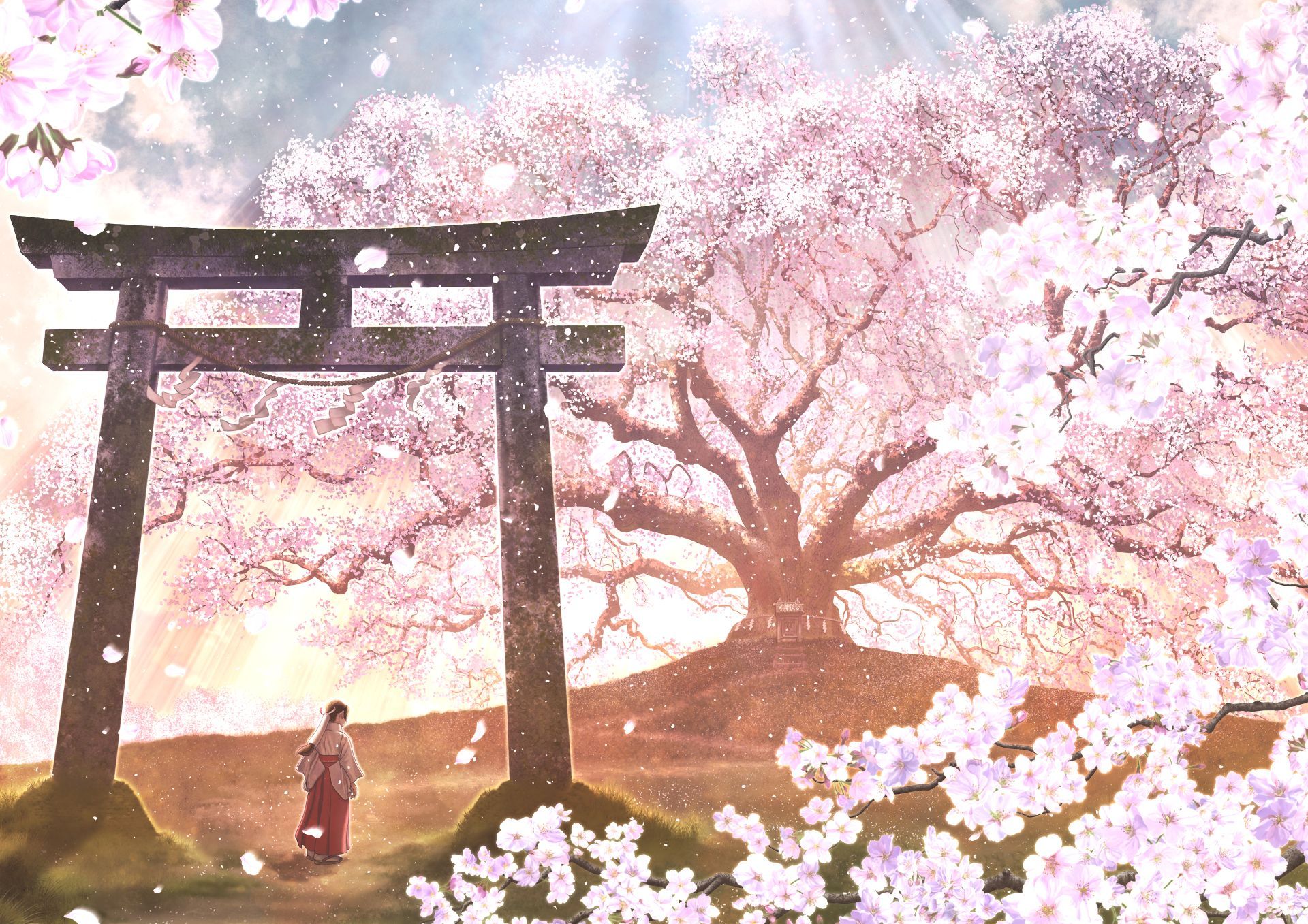 1920x1357 Mobile wallpaper: Anime, Flower, Tree ... Wallpaper