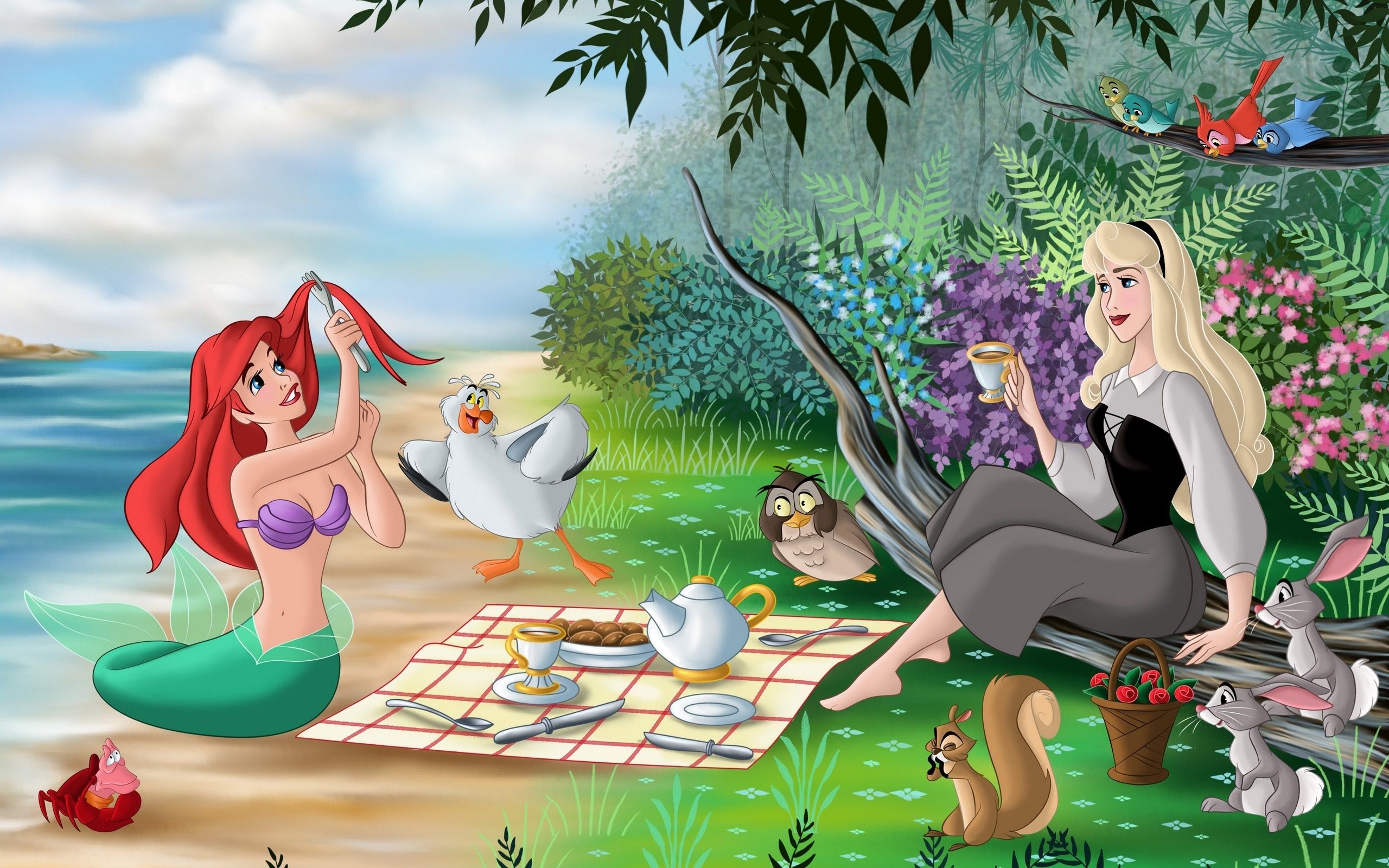 2560x1600 Wallpaper The Little Mermaid and Sleeping Beauty, Disney animated...