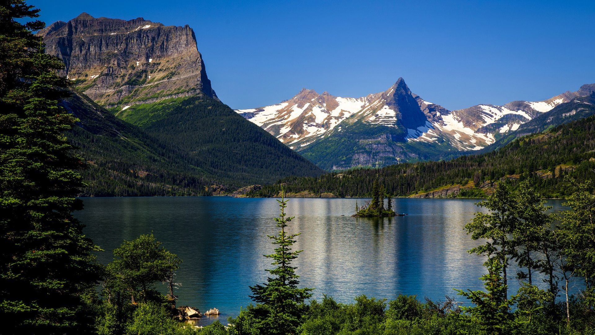 1920X1080 HD Montana Wallpapers 4k HD 1920X1080 Montana Backgrounds   700035   Saint Mary Lake Wild Goose Island Glacier National Park Montana 1920x1200 Hd Picture Image 